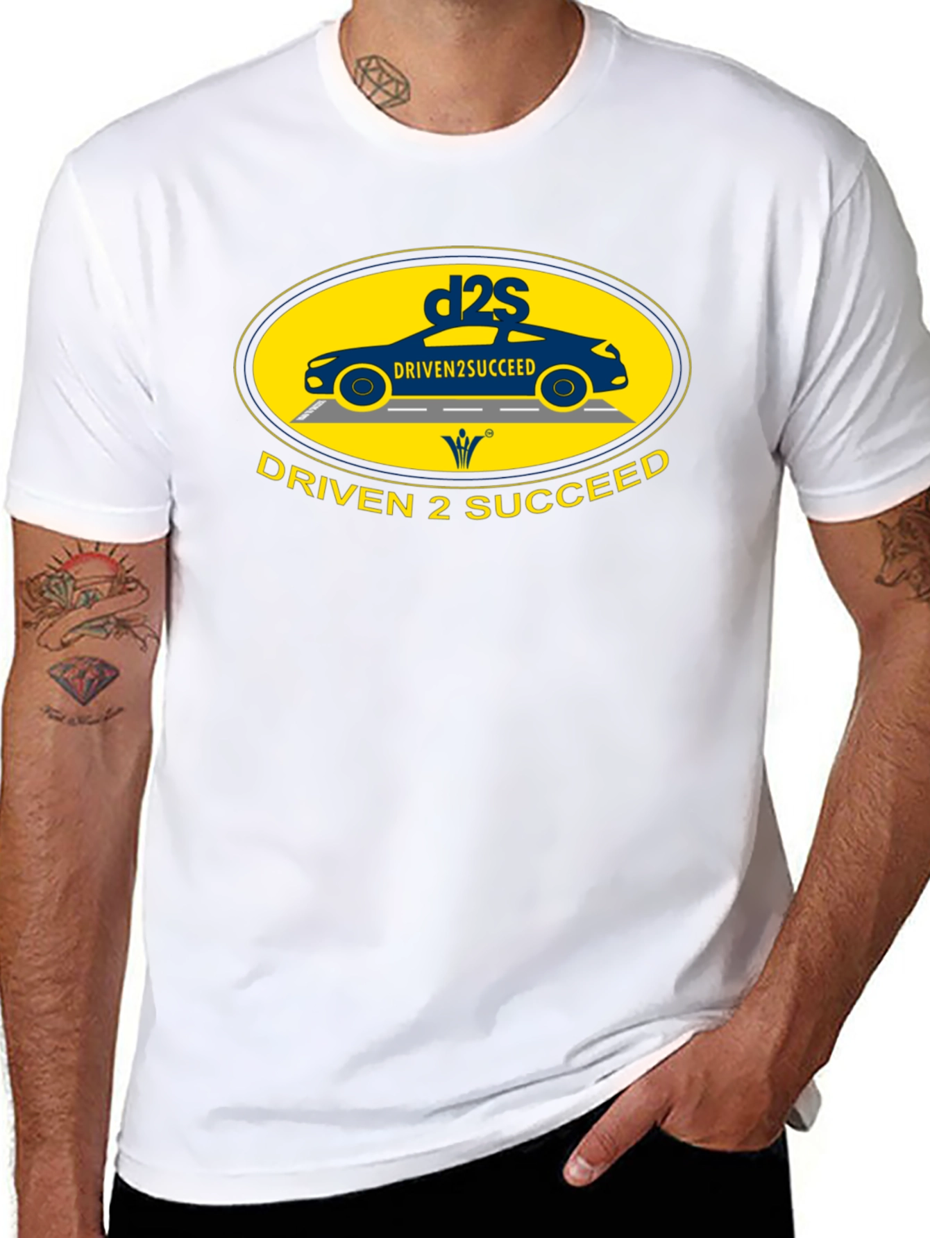 Driven 2 Succeed Black T-Shirt with Car Design