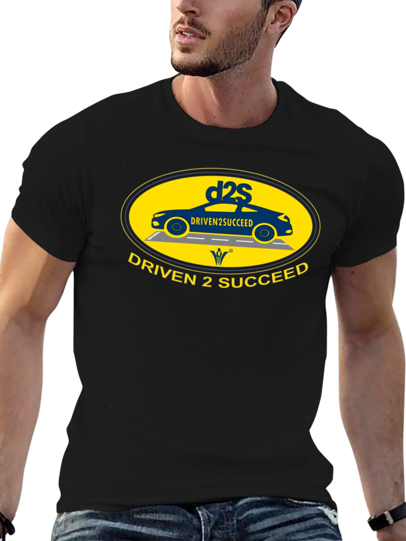 Driven 2 Succeed Black T-Shirt with Car Design