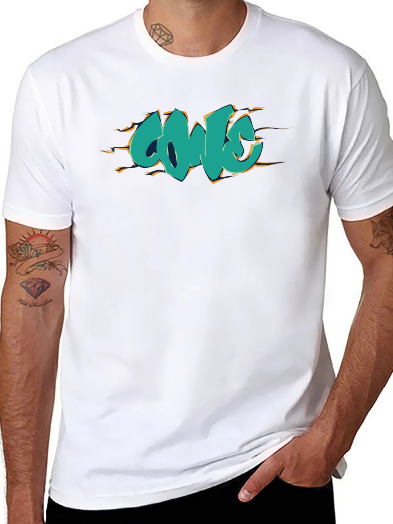 Cool Graffiti Style Graphic Tee - Black Cotton Shirt