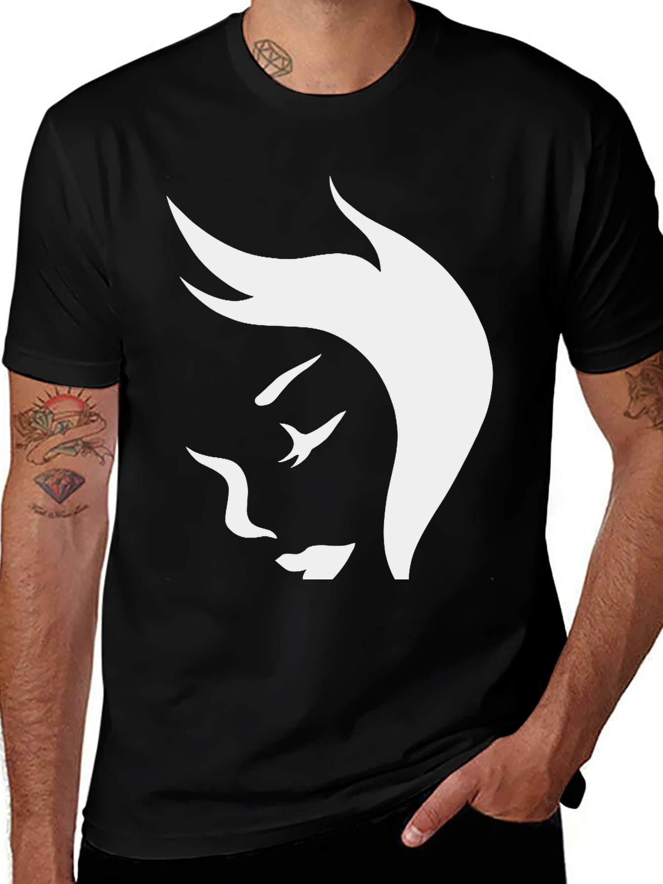 Abstract Face Graphic Tee - Stylish Black T-Shirt