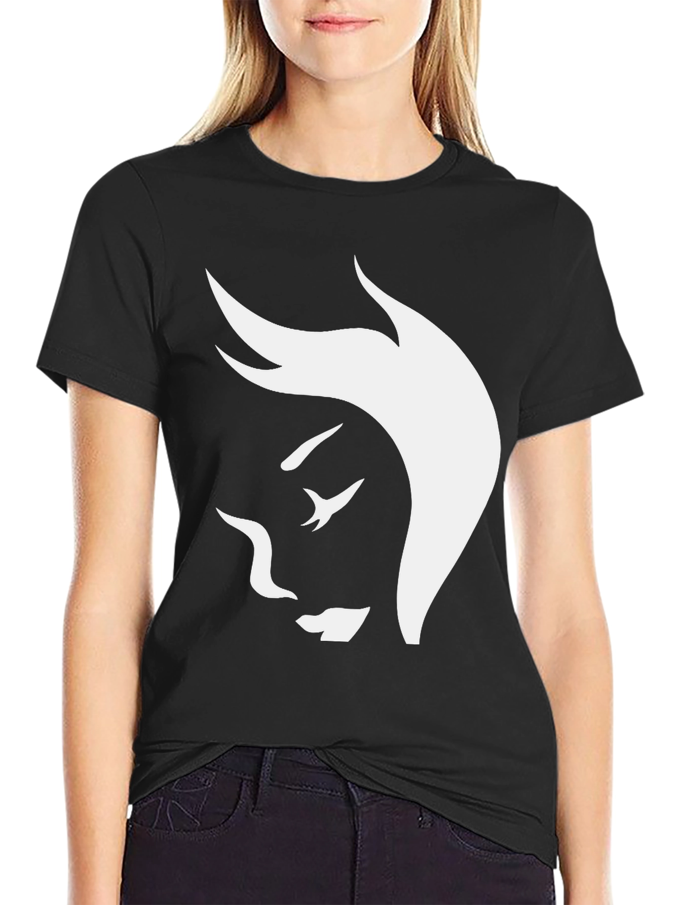 Abstract Face Graphic Tee - Stylish Black T-Shirt
