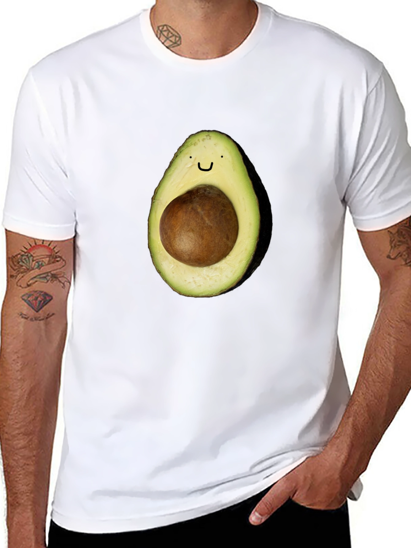Avocado Smile T-Shirt - Black Casual Tee