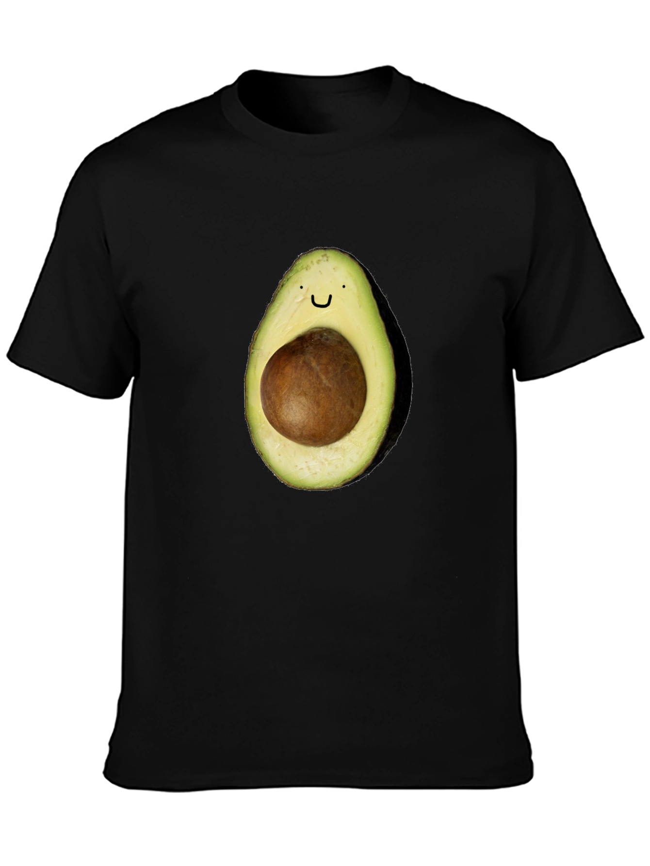 Avocado Smile T-Shirt - Black Casual Tee