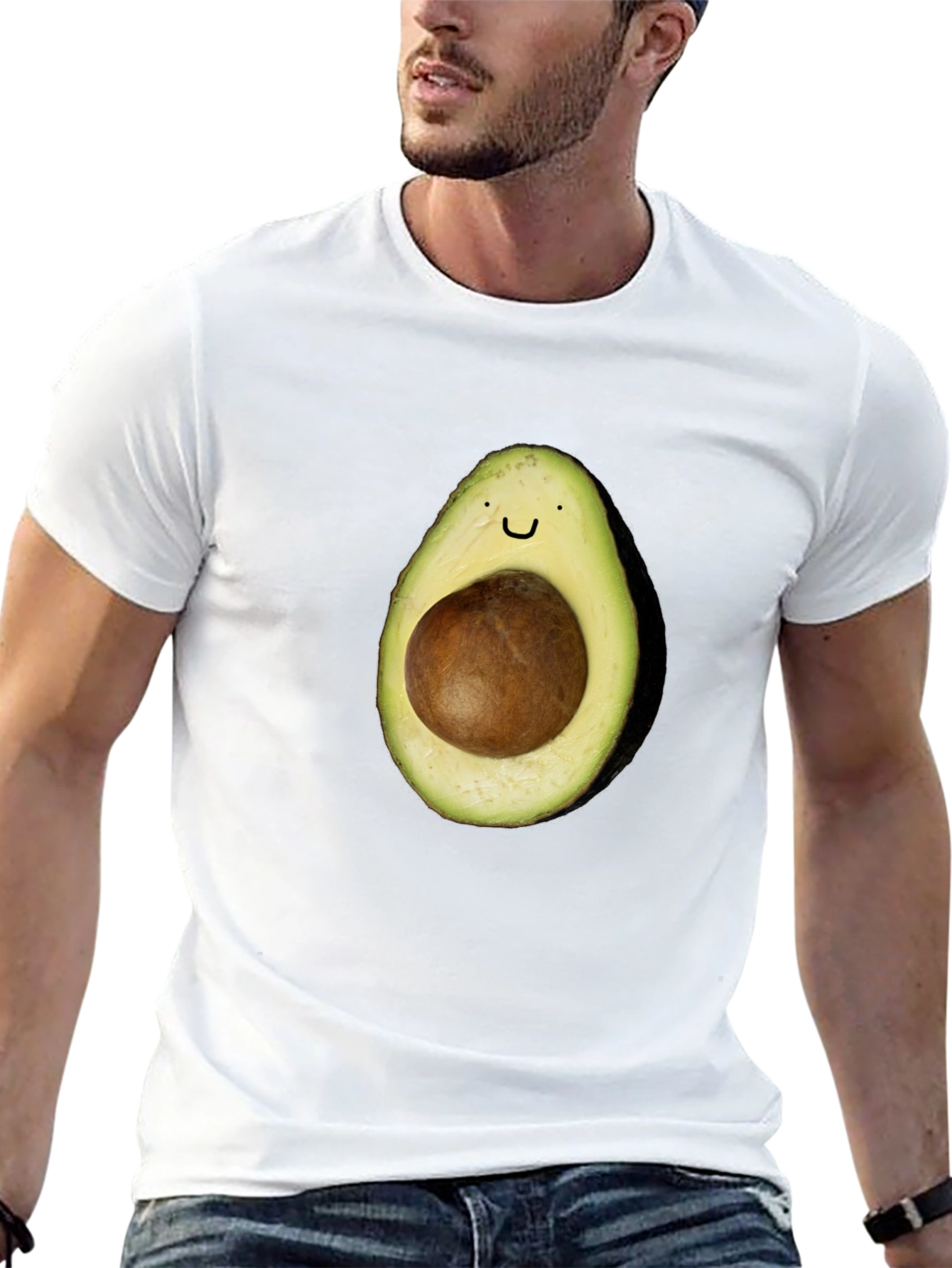 Avocado Smile T-Shirt - Black Casual Tee