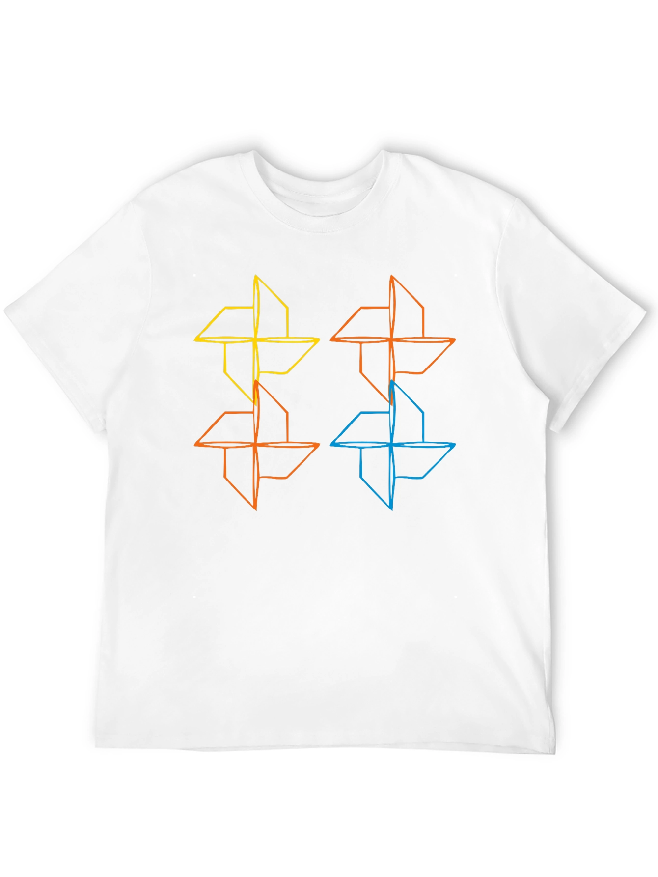 Geometric Pinwheel Design Black T-Shirt