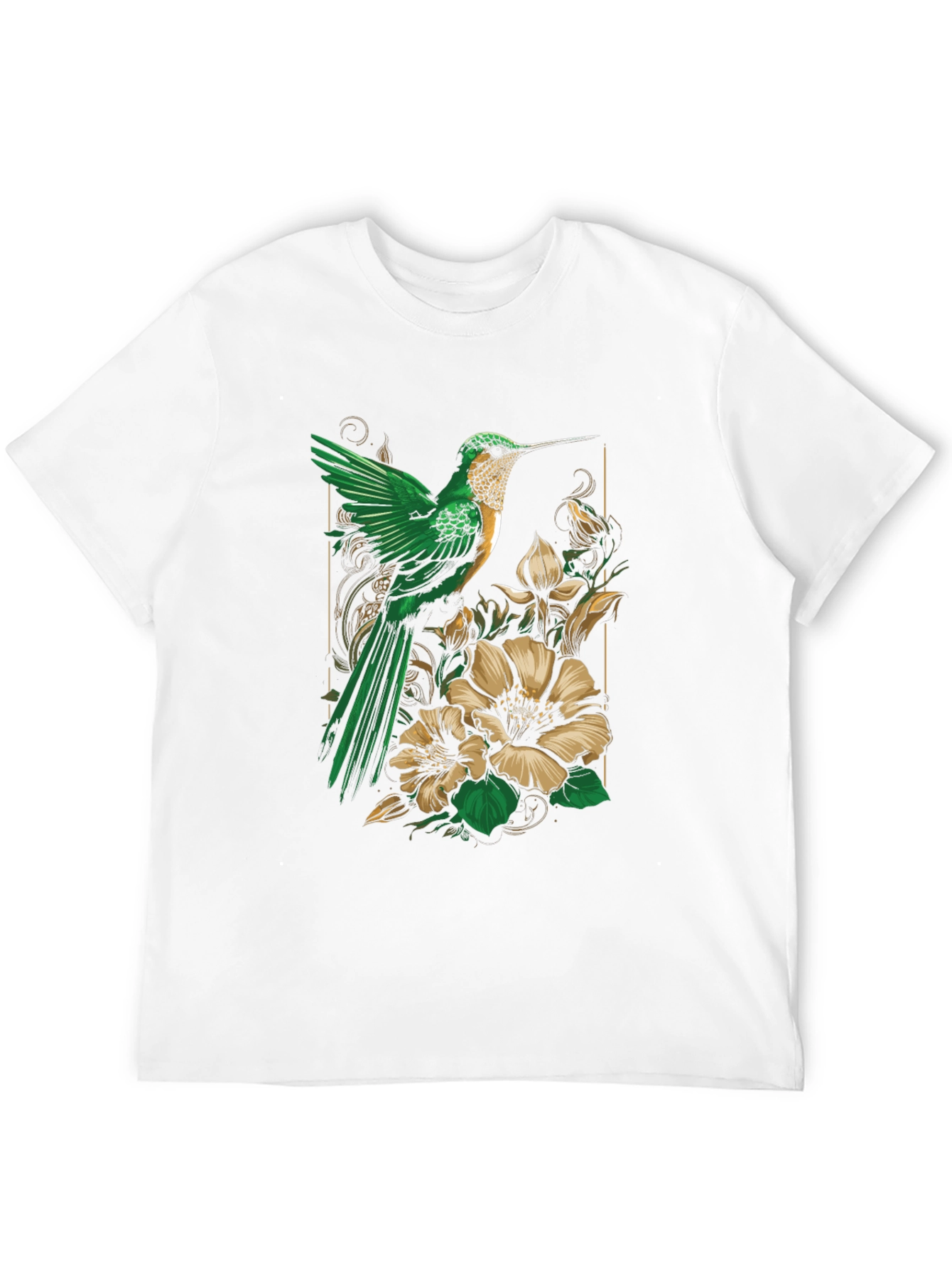 Hummingbird Floral Graphic Tee - Nature Inspired Style