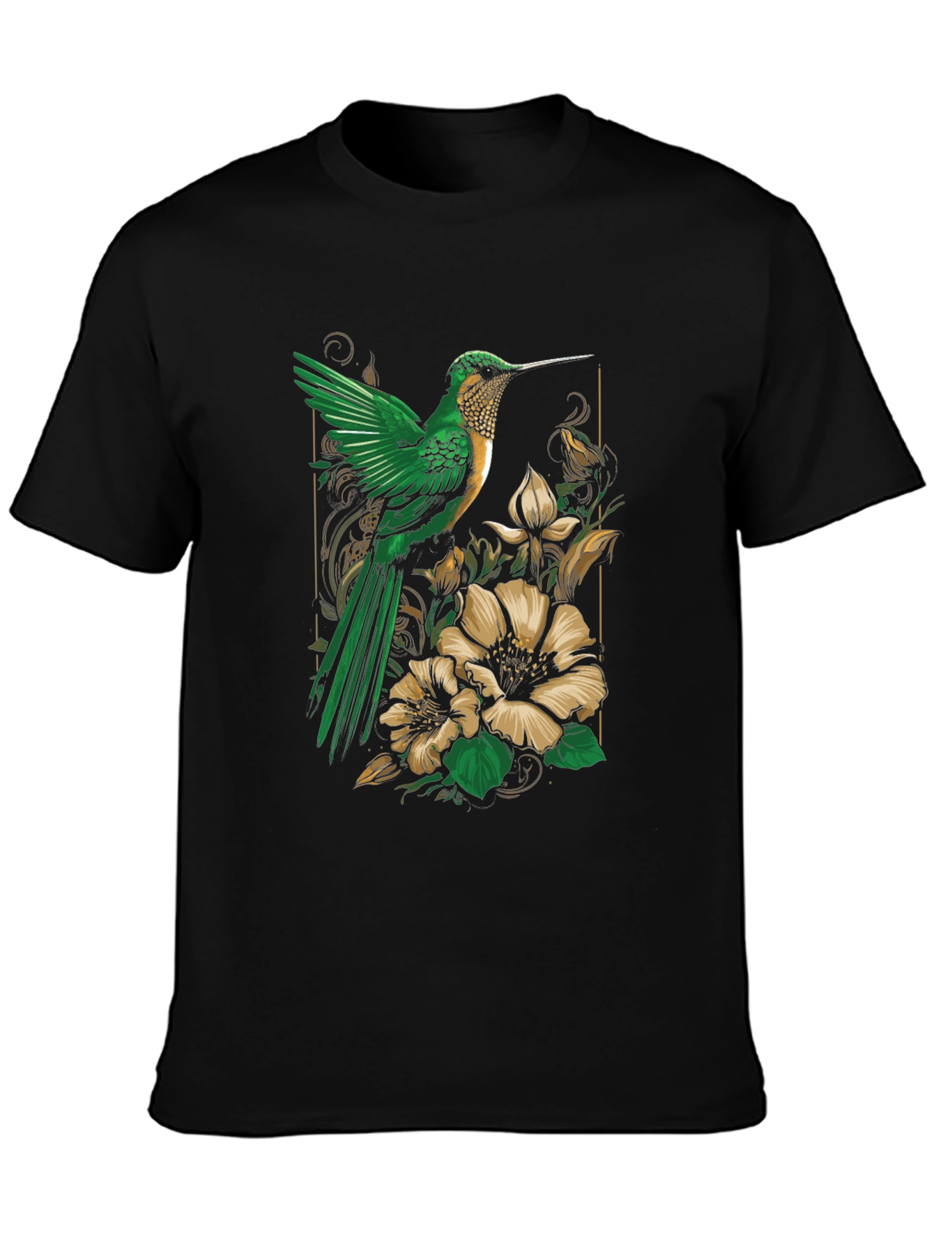 Hummingbird Floral Graphic Tee - Nature Inspired Style