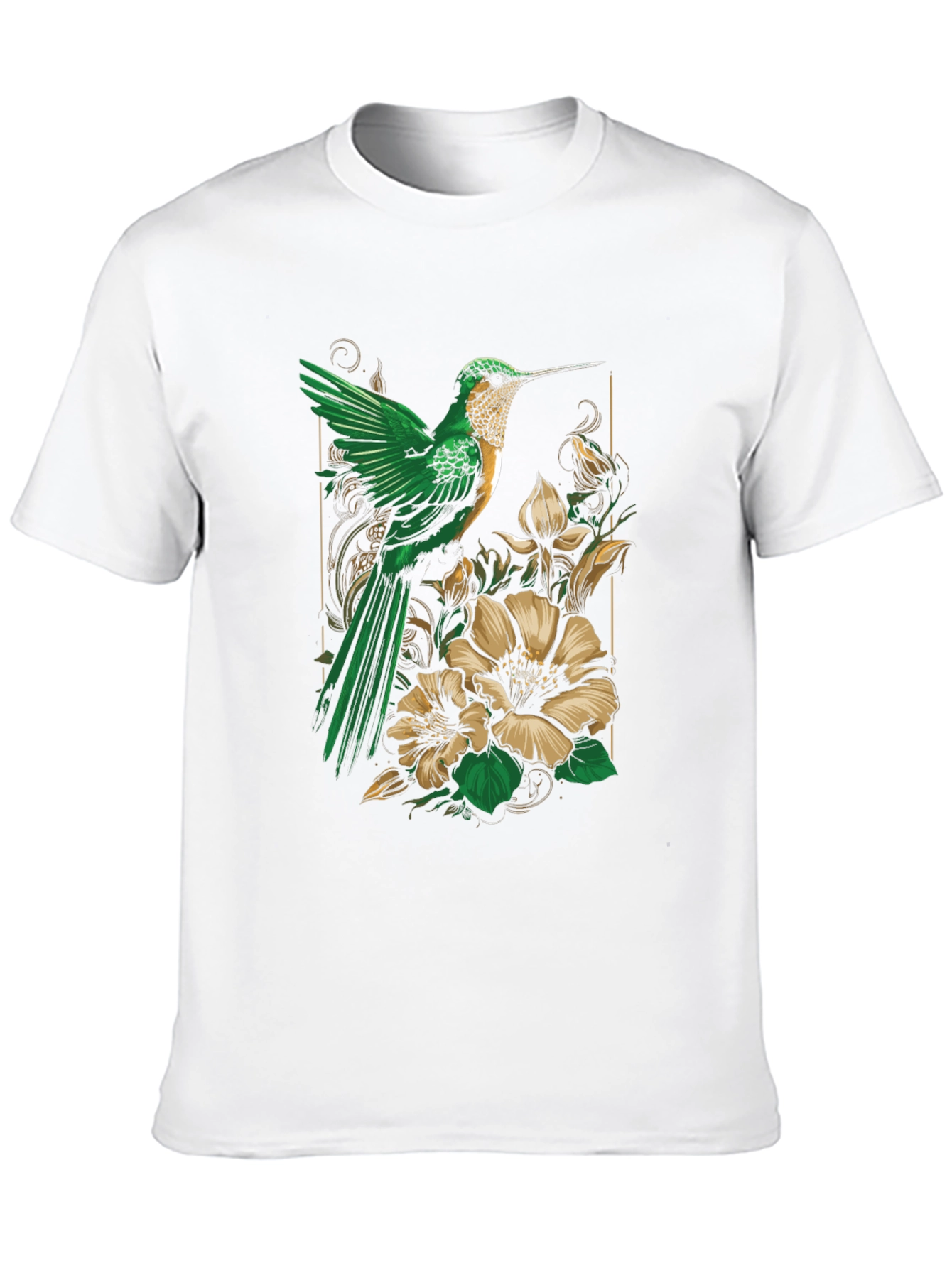 Hummingbird Floral Graphic Tee - Nature Inspired Style