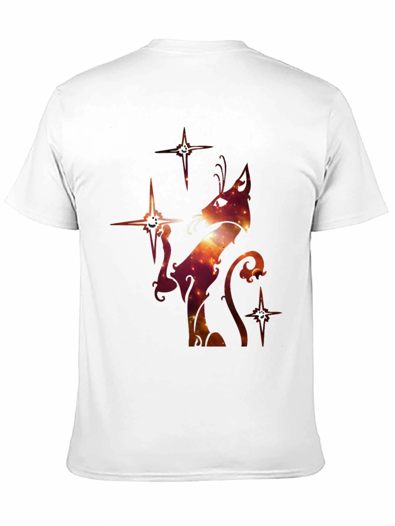 Celestial Cat Graphic T-Shirt - Black Cotton Blend