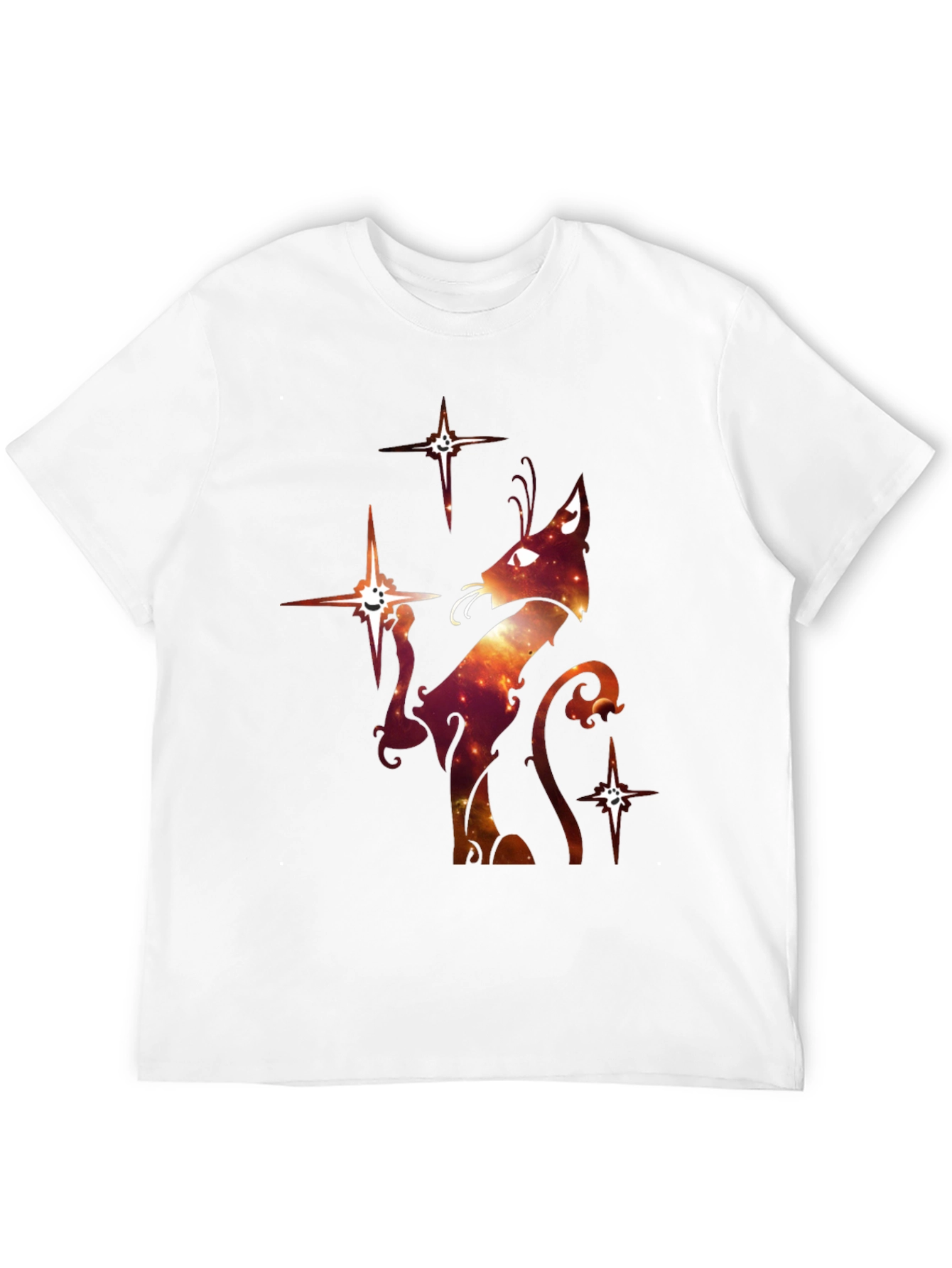 Celestial Cat Graphic T-Shirt - Black Cotton Blend