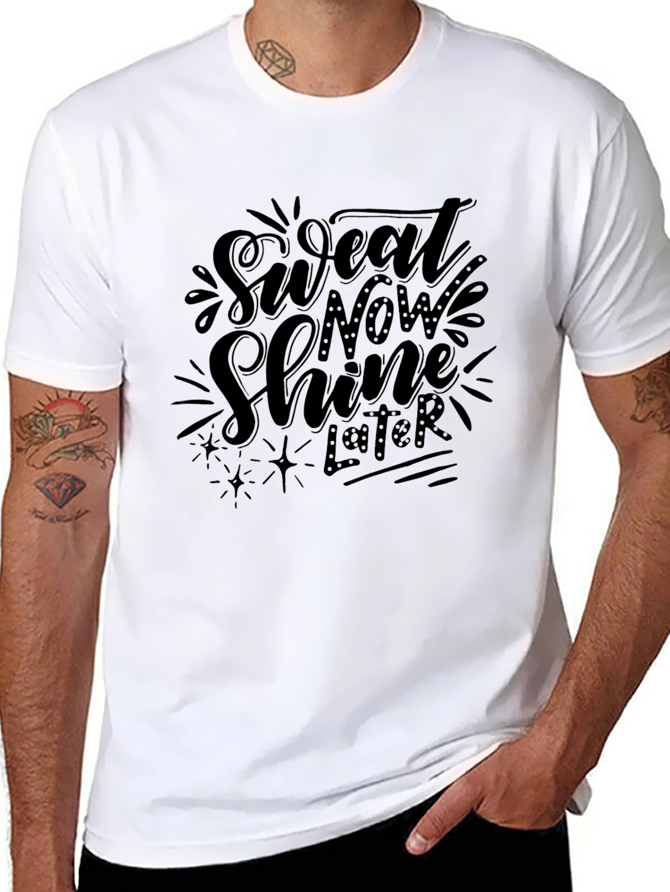 Sweat Now Shine Later Black Graphic Tee