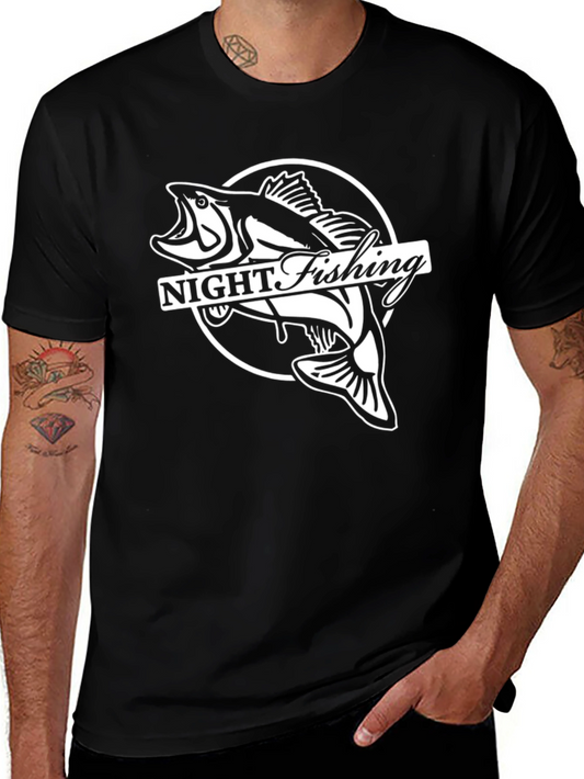 Night Fishing Graphic T-Shirt - Bass Design