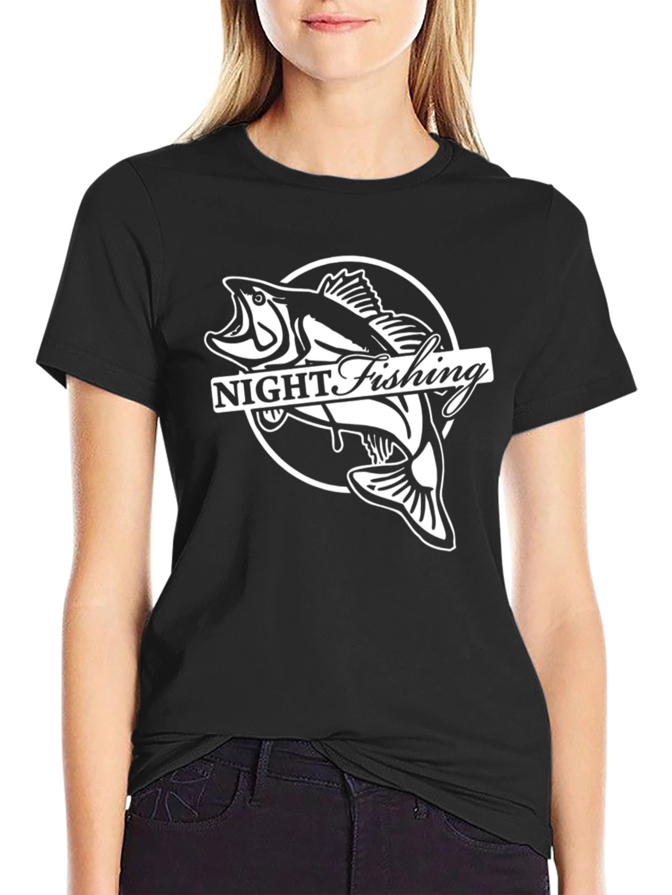 Night Fishing Graphic T-Shirt - Bass Design