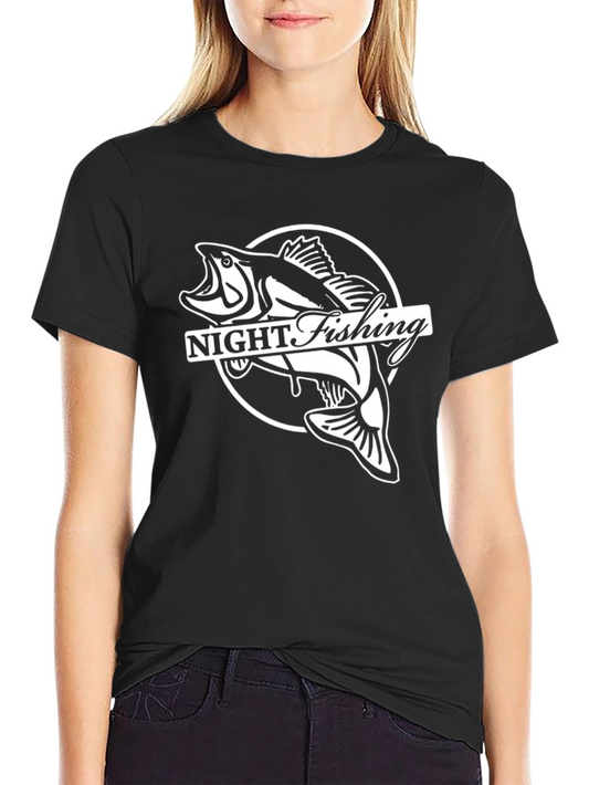Night Fishing Graphic T-Shirt - Bass Design