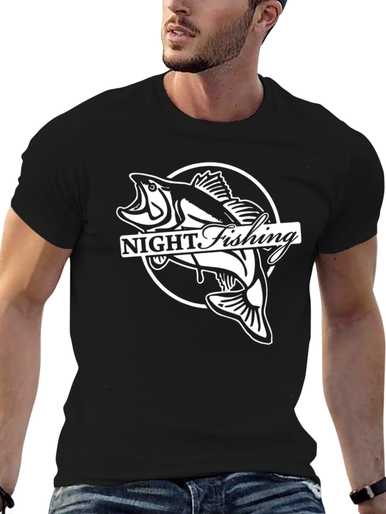 Night Fishing Graphic T-Shirt - Bass Design