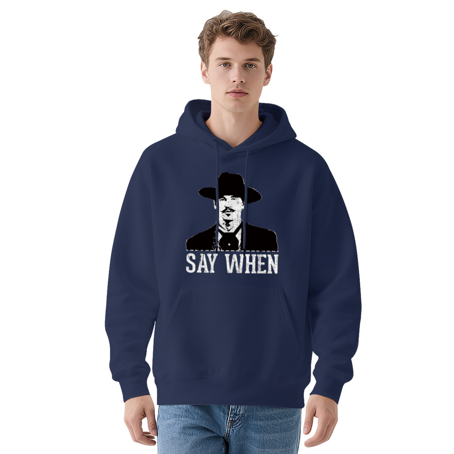 Classic Say When Doc Holliday Black Hoodie, Western Movie Fan Cozy Top