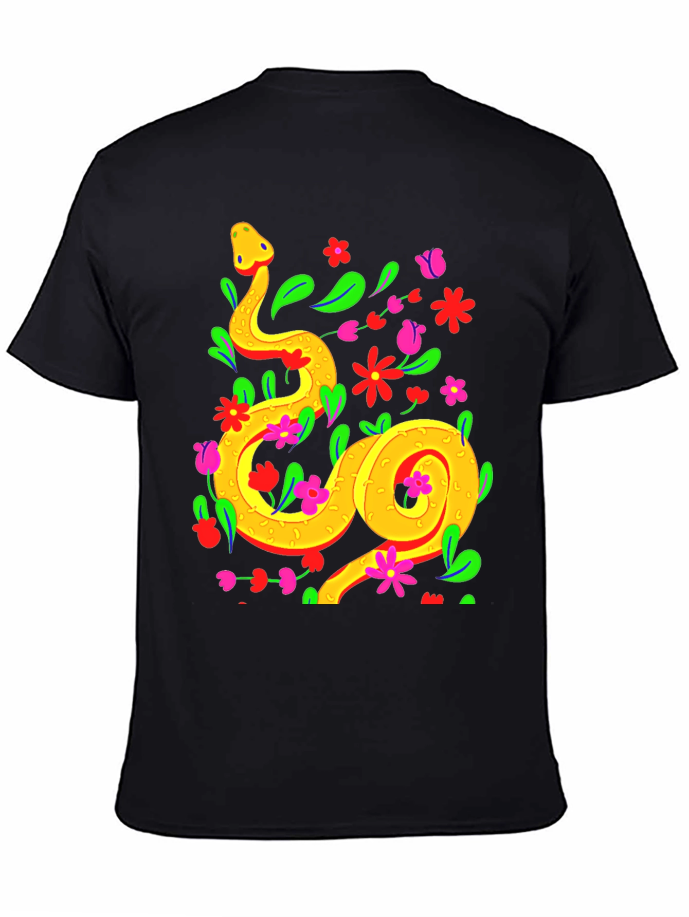 Floral Snake Graphic Tee - Stylish & Unique