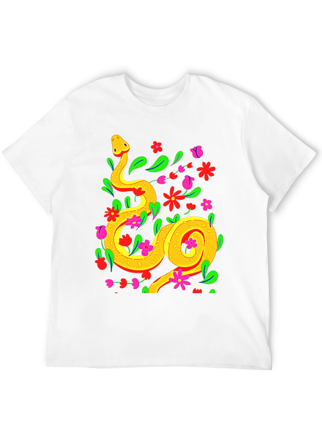 Floral Snake Graphic Tee - Stylish & Unique