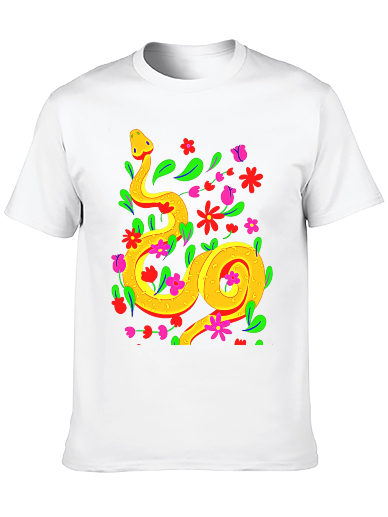 Floral Snake Graphic Tee - Stylish & Unique