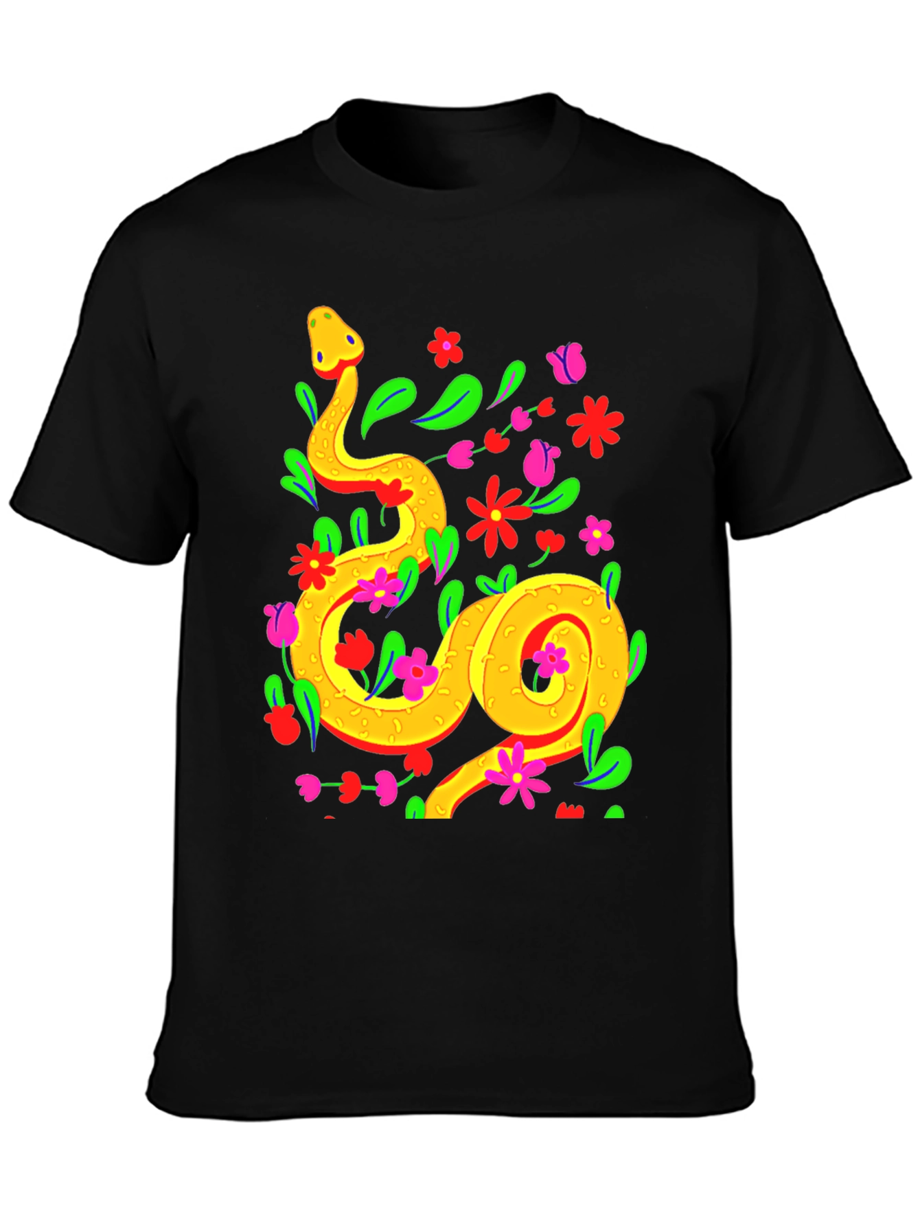 Floral Snake Graphic Tee - Stylish & Unique
