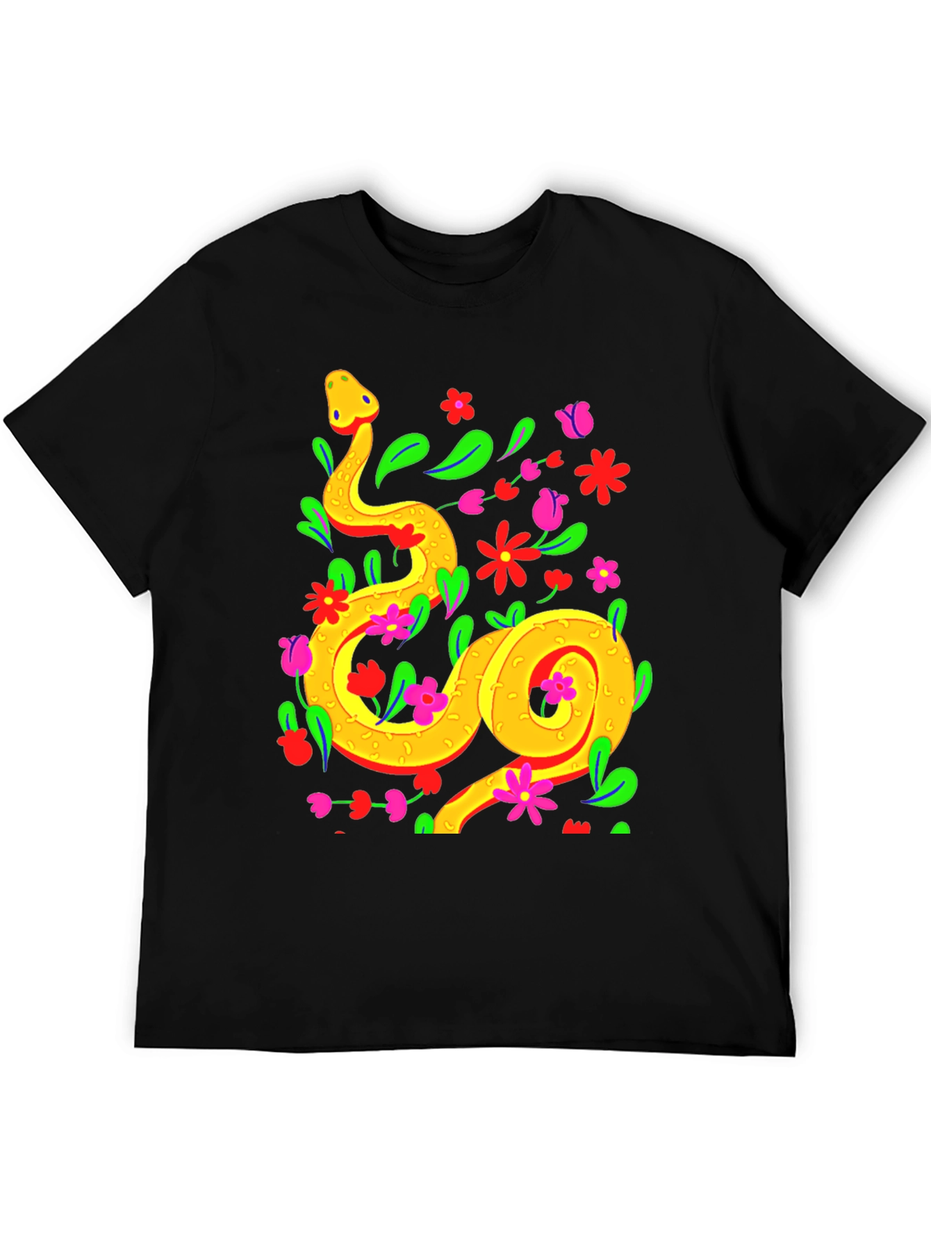 Floral Snake Graphic Tee - Stylish & Unique