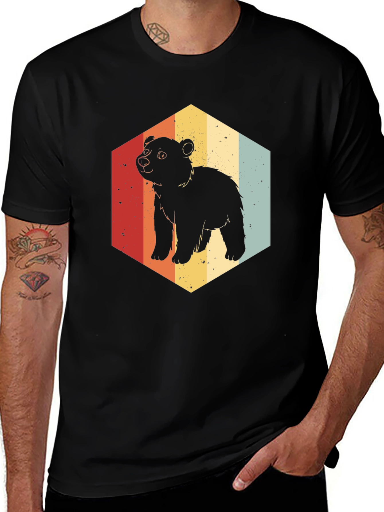 Retro Bear Hexagon Graphic Tee
