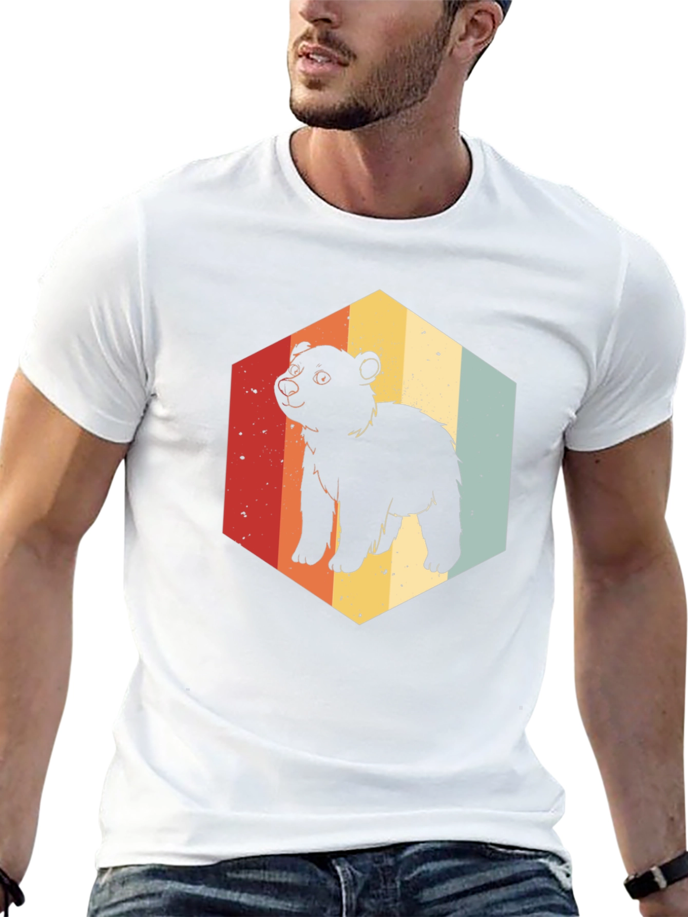 Retro Bear Hexagon Graphic Tee