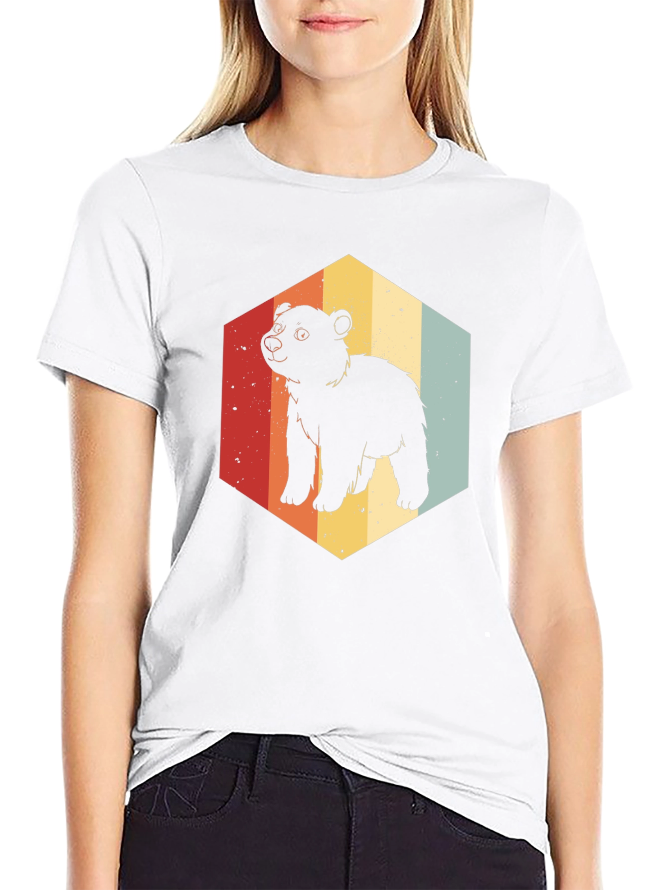 Retro Bear Hexagon Graphic Tee