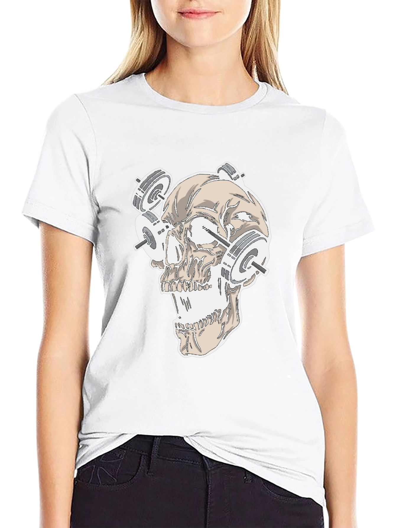 Skull Gym Weights Graphic T-Shirt