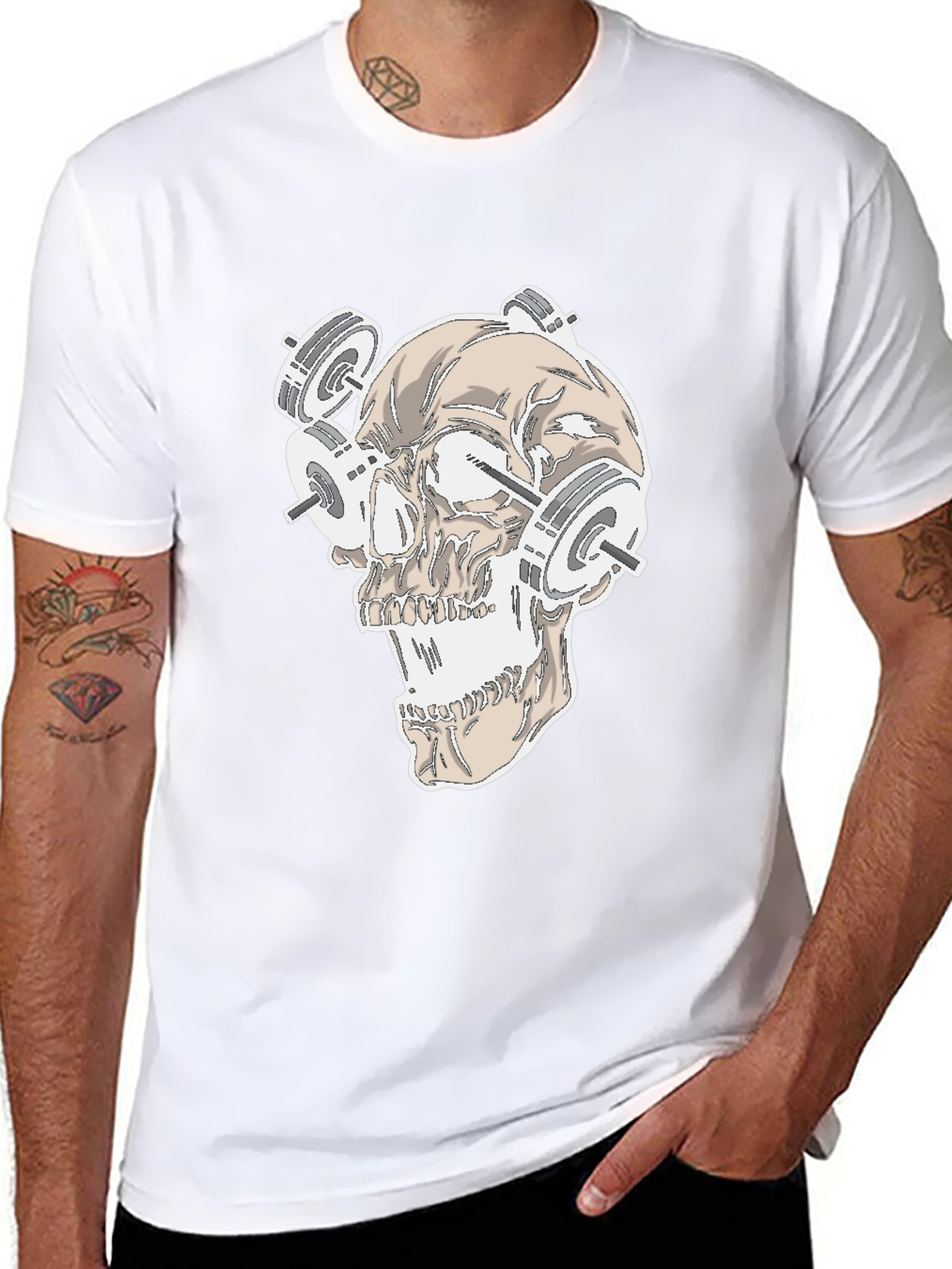 Skull Gym Weights Graphic T-Shirt