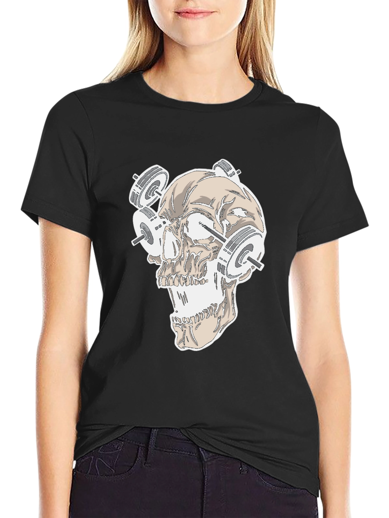 Skull Gym Weights Graphic T-Shirt