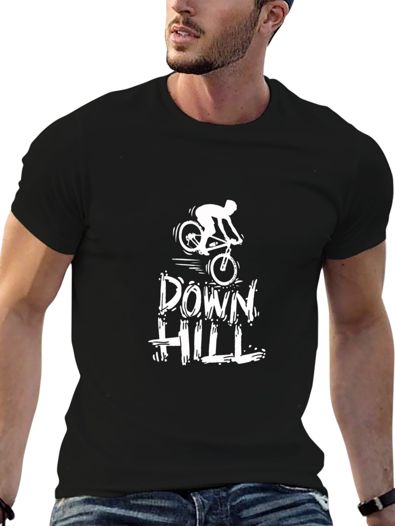 Downhill Mountain Biker Graphic Tee - Black