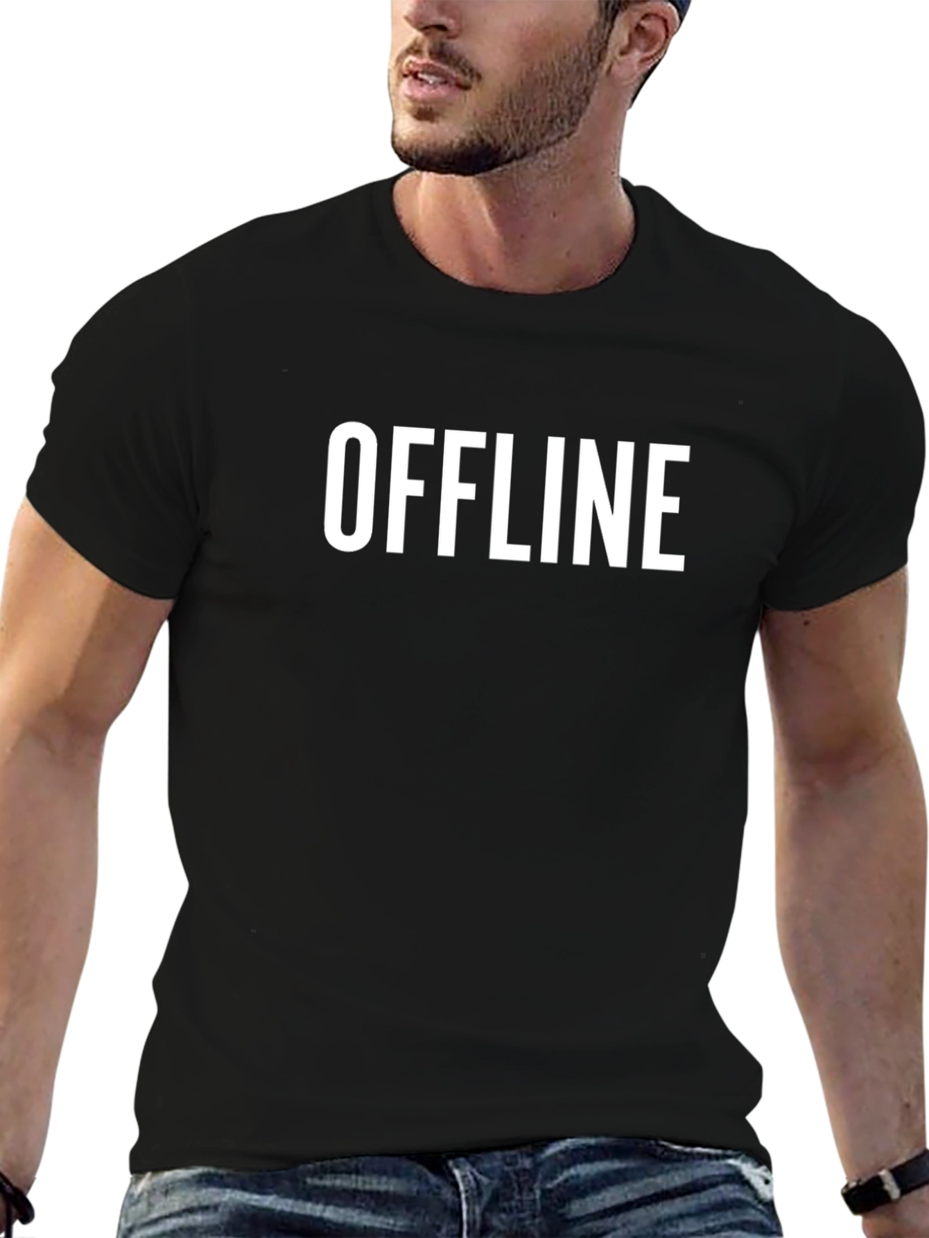 Offline Graphic Tee - Black Casual T-Shirt