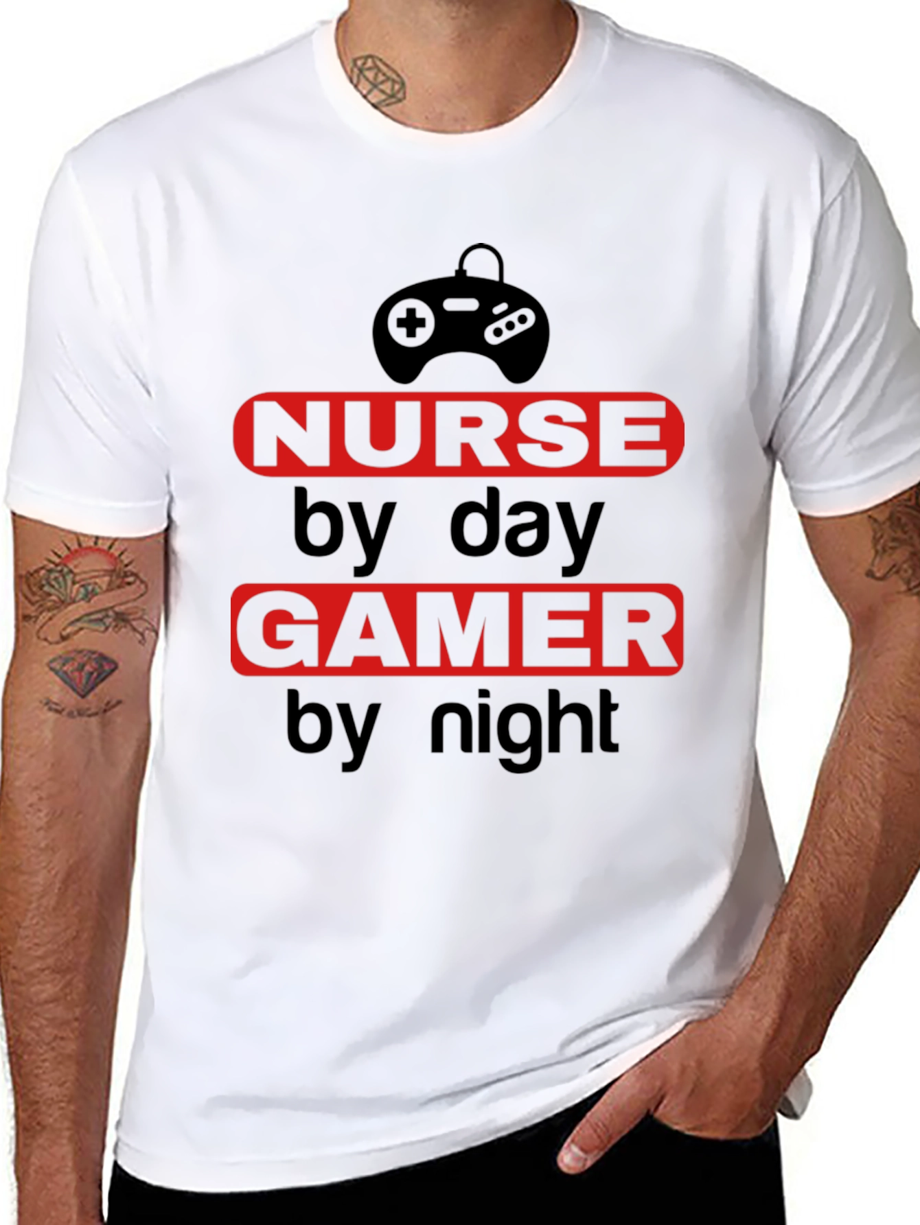 Nurse by Day Gamer by Night T-Shirt
