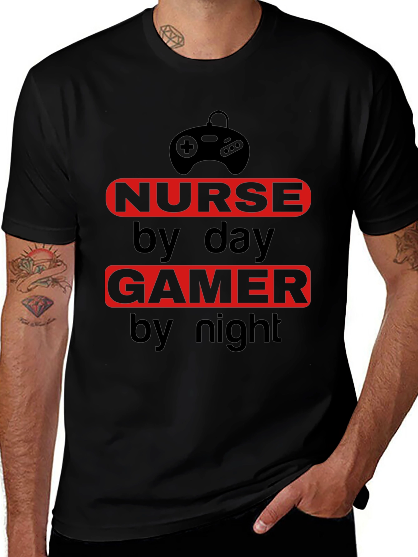 Nurse by Day Gamer by Night T-Shirt