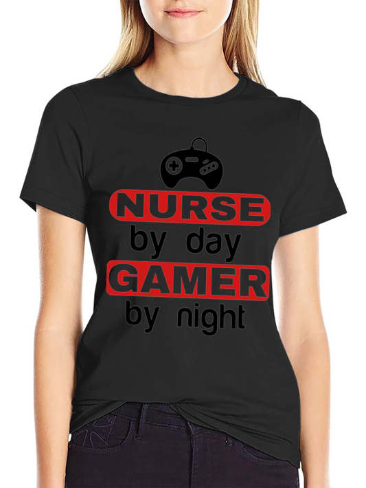 Nurse by Day Gamer by Night T-Shirt