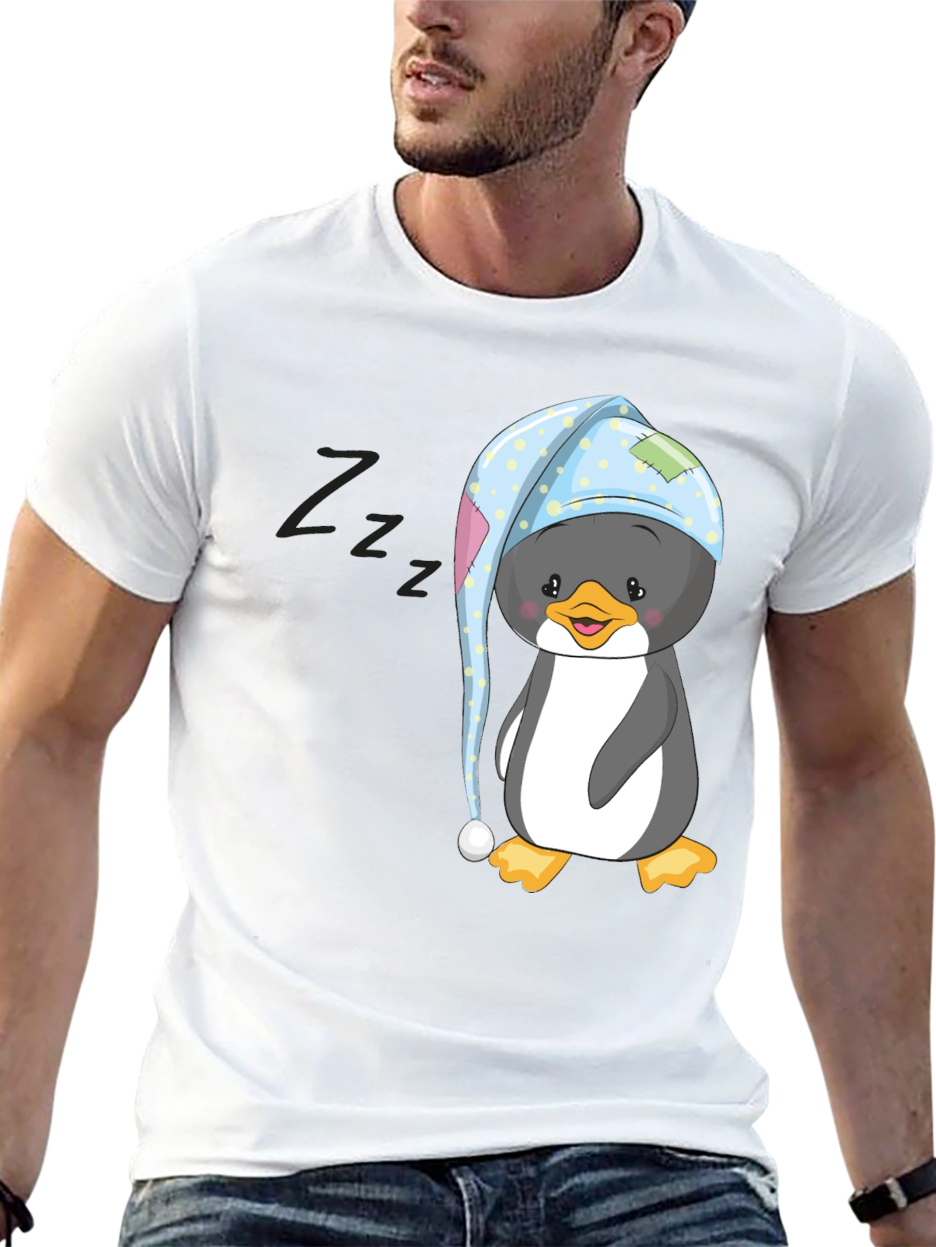 Cute Penguin in Nightcap T-Shirt