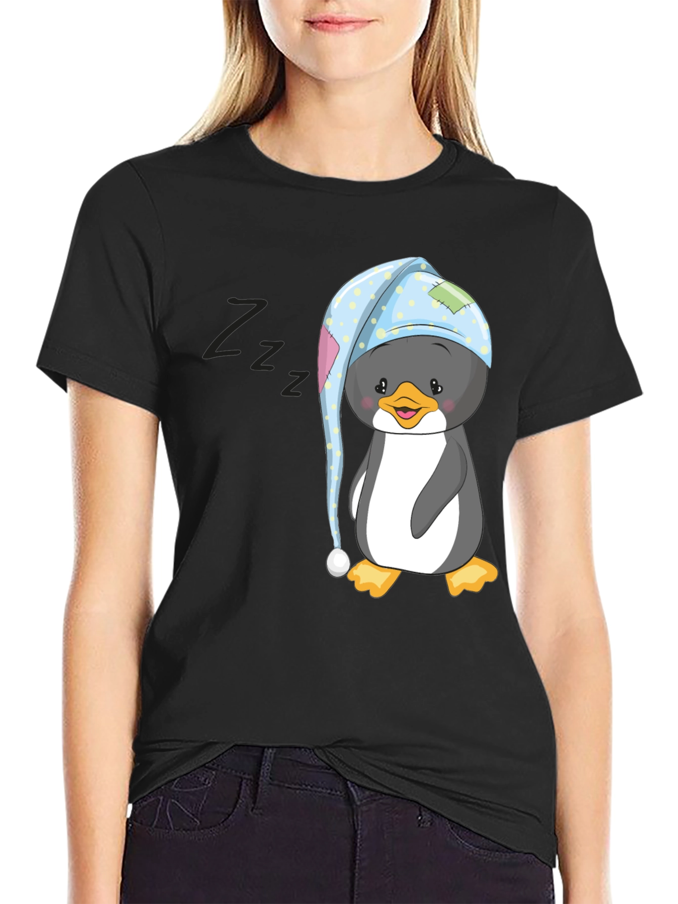 Cute Penguin in Nightcap T-Shirt