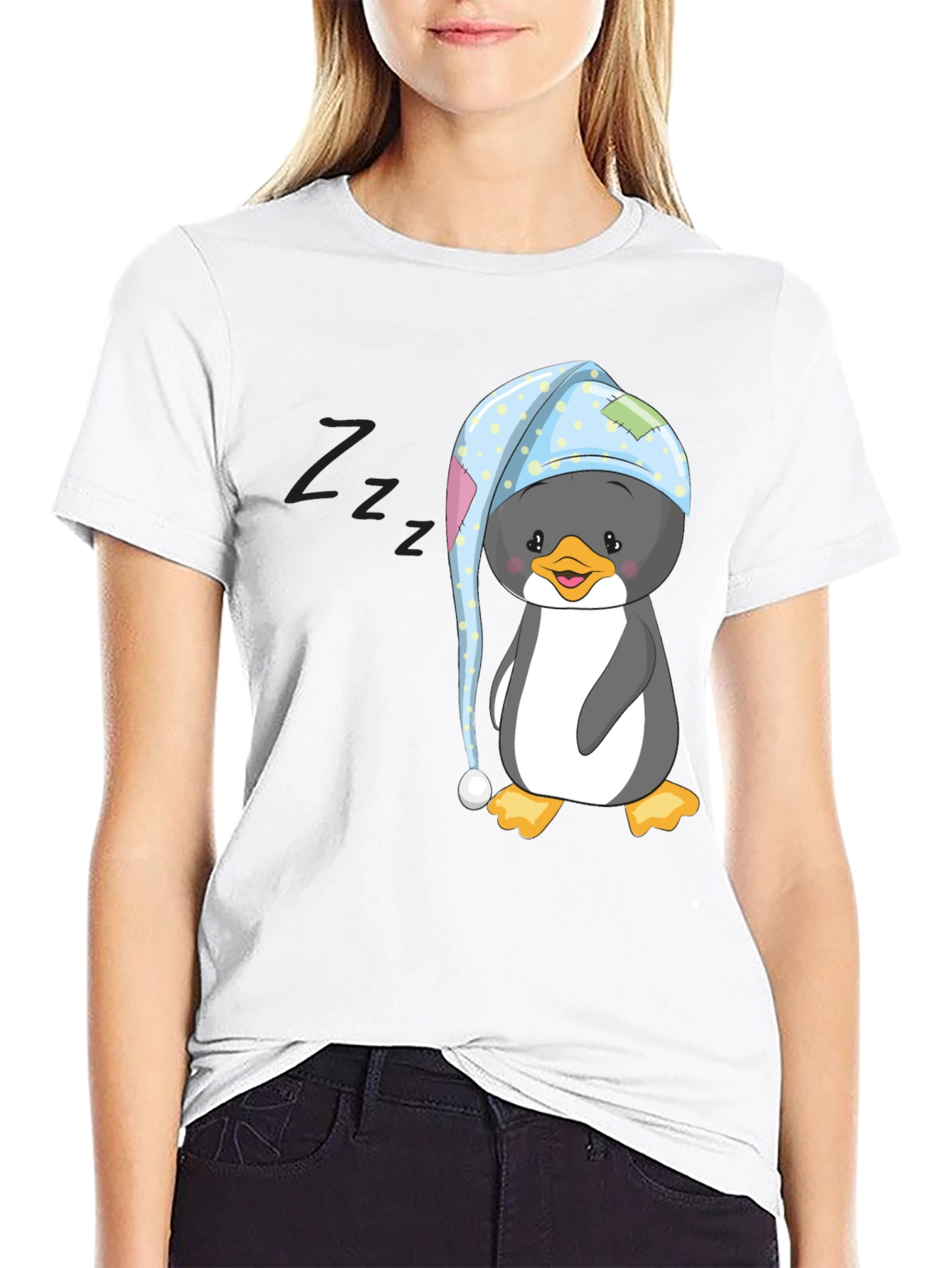 Cute Penguin in Nightcap T-Shirt
