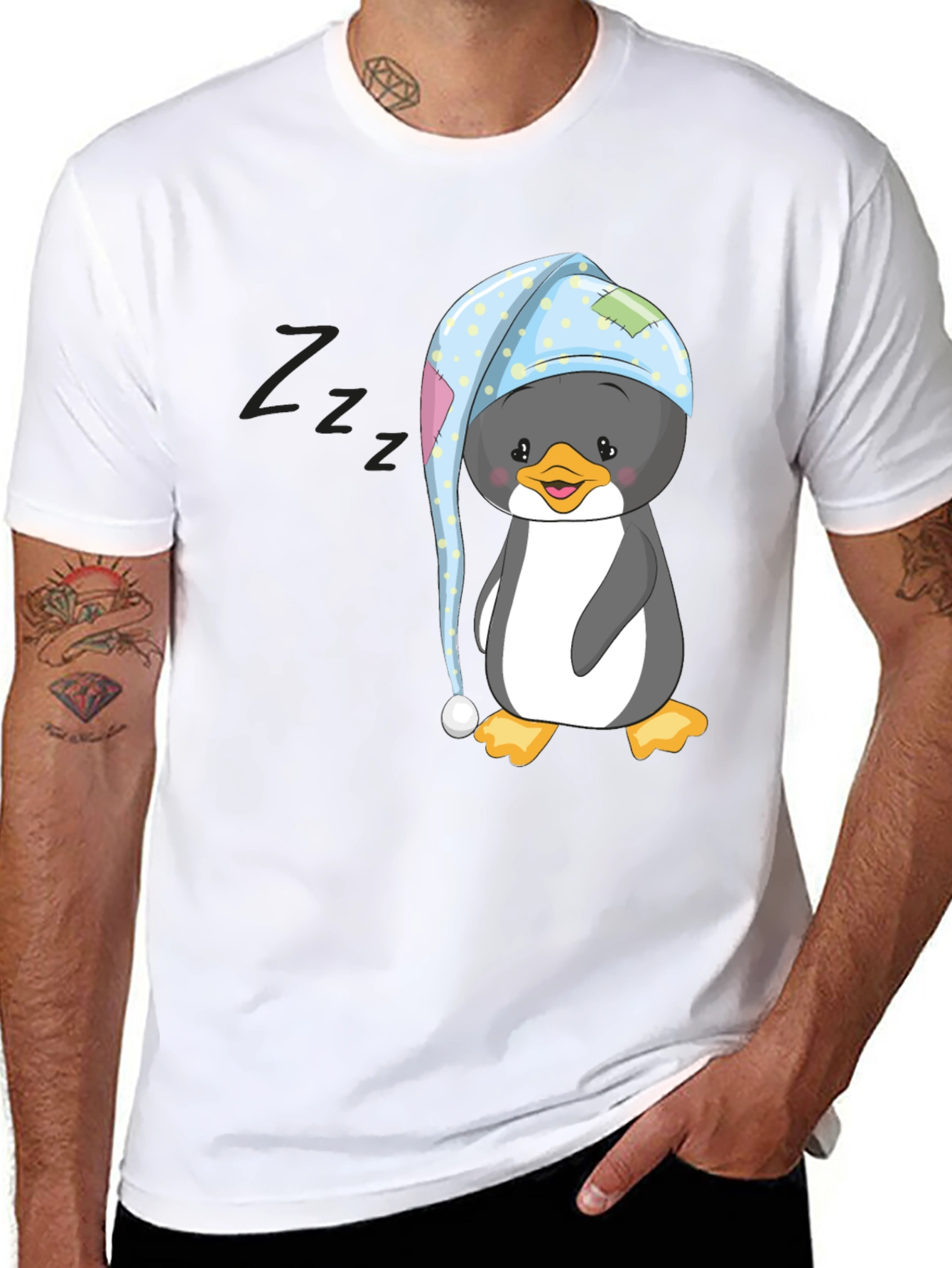Cute Penguin in Nightcap T-Shirt
