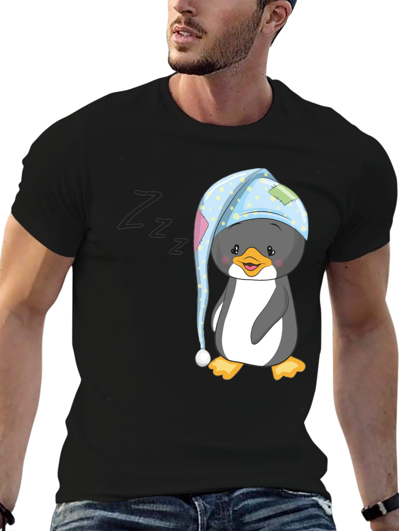 Cute Penguin in Nightcap T-Shirt