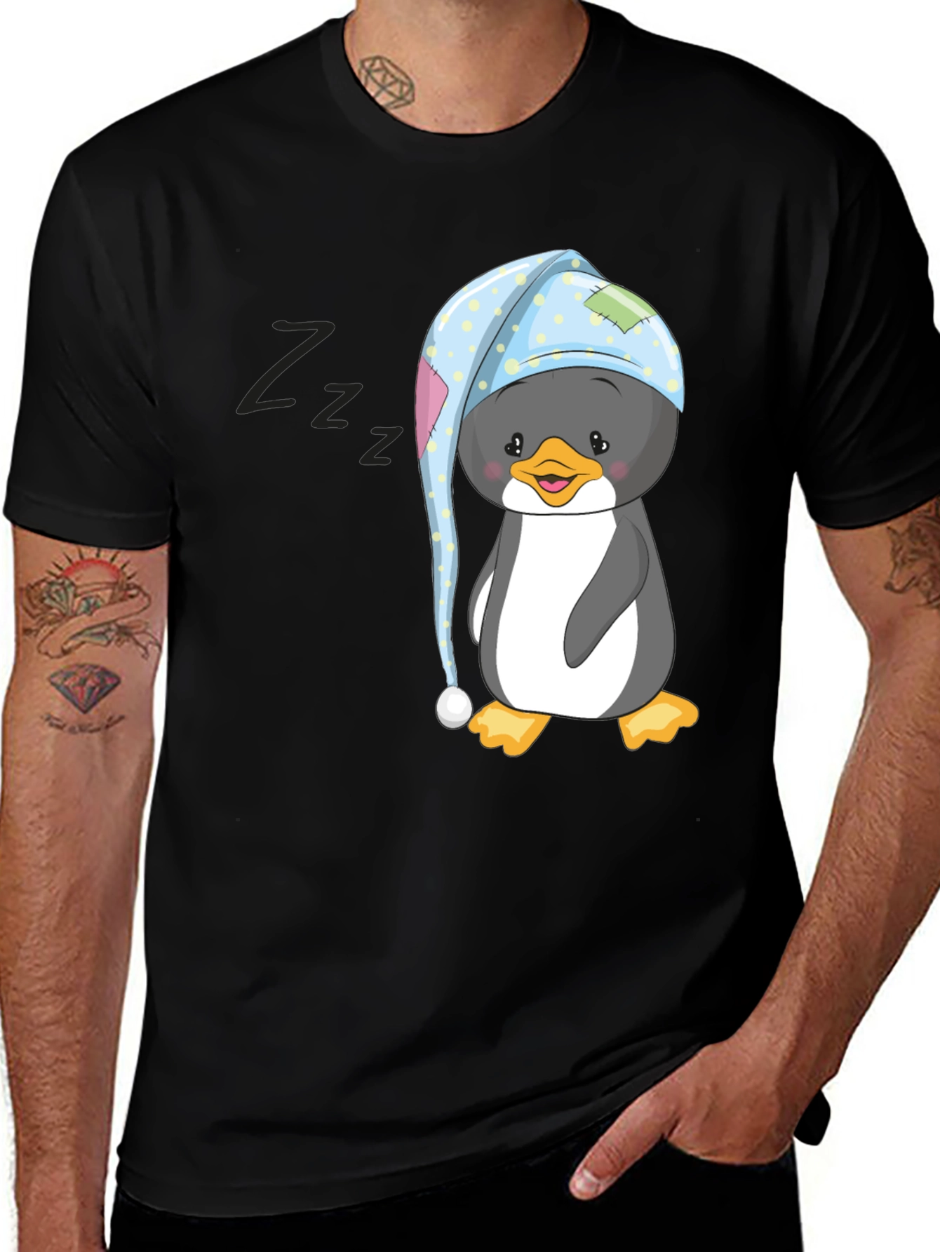 Cute Penguin in Nightcap T-Shirt
