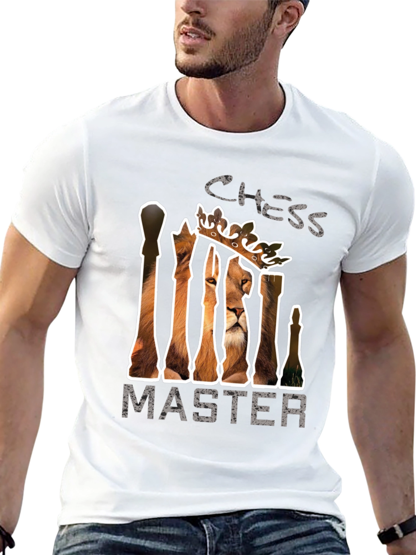 Chess Master Lion Graphic Tee - Black