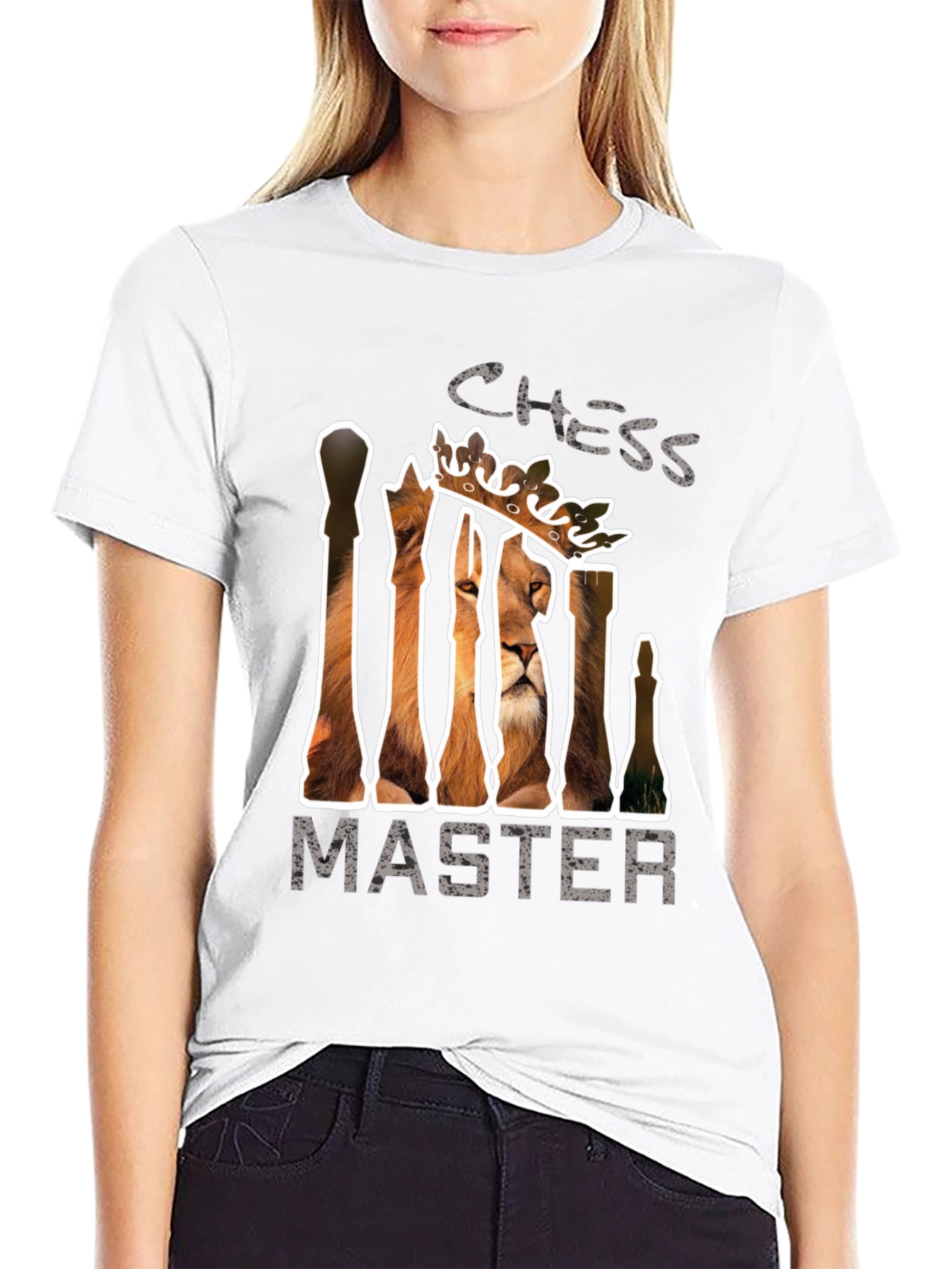 Chess Master Lion Graphic Tee - Black
