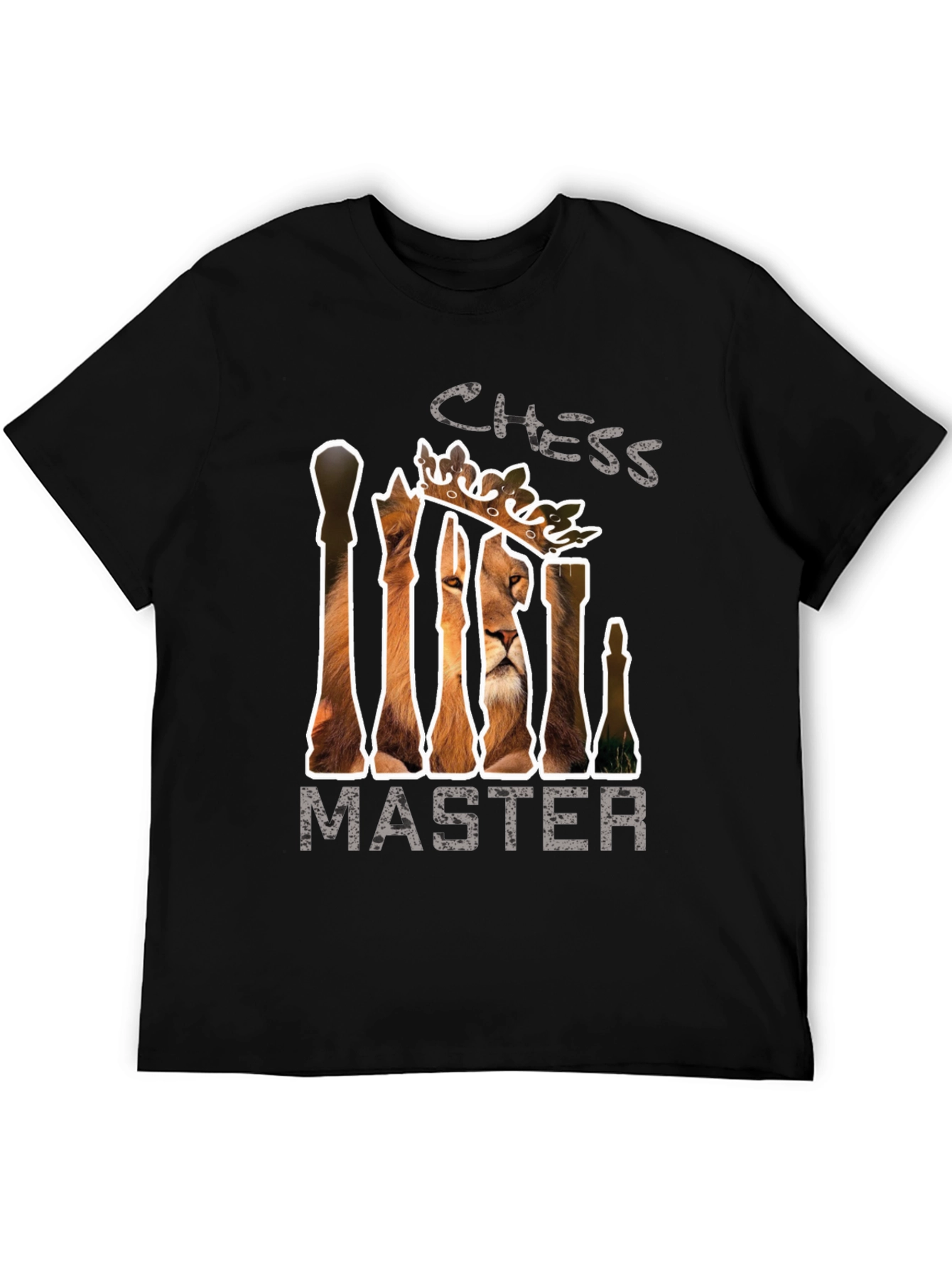 Chess Master Lion Graphic Tee - Black