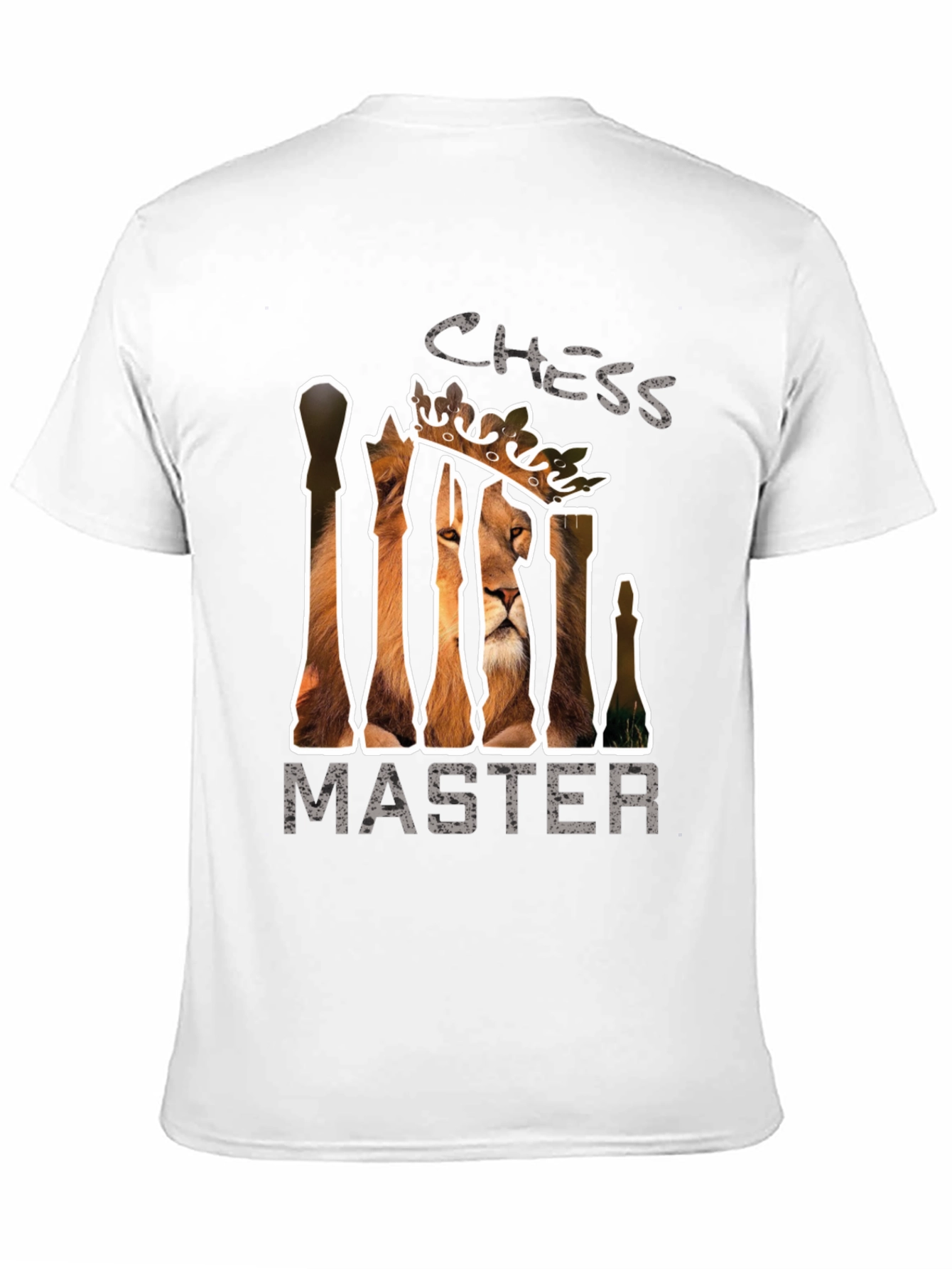 Chess Master Lion Graphic Tee - Black