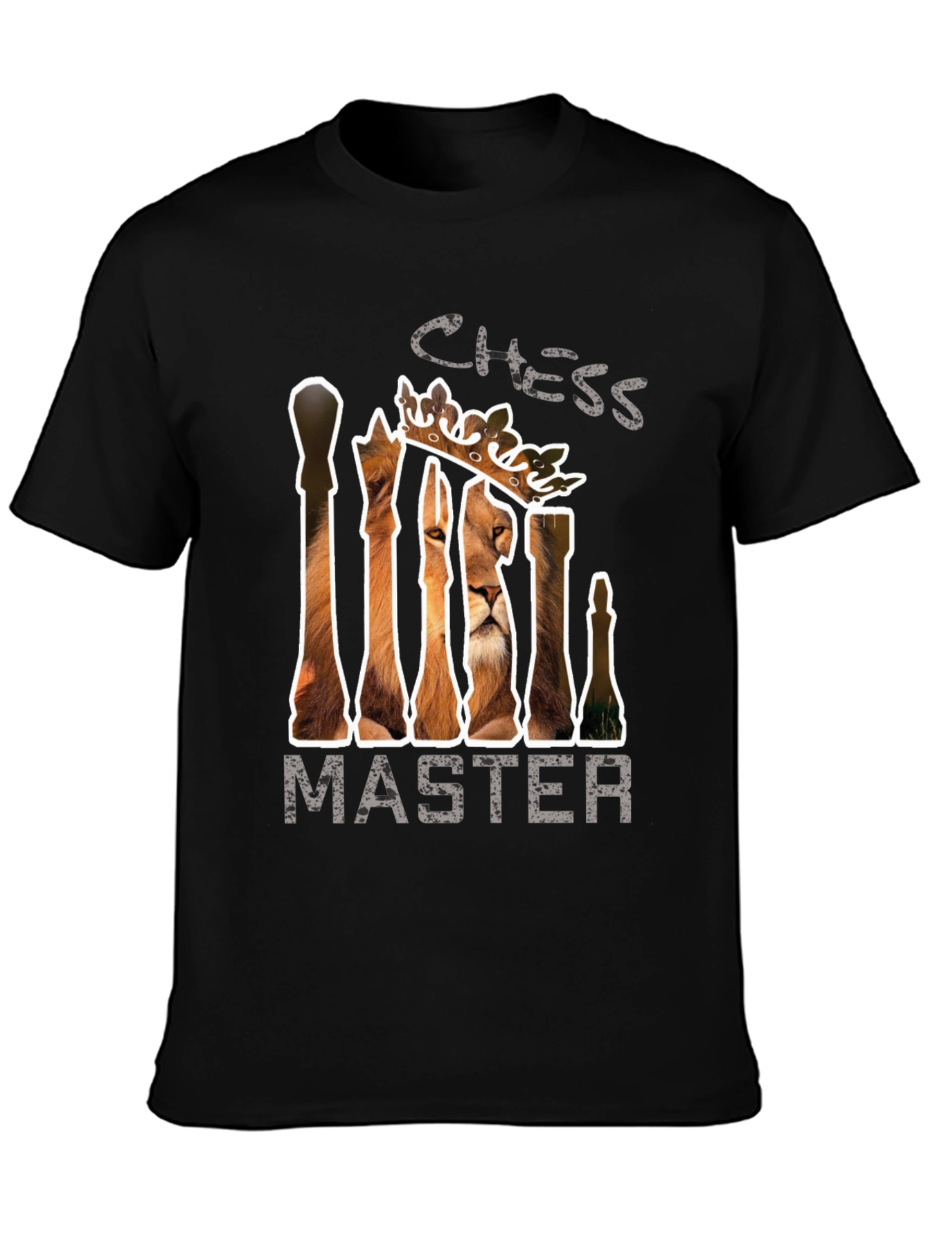 Chess Master Lion Graphic Tee - Black
