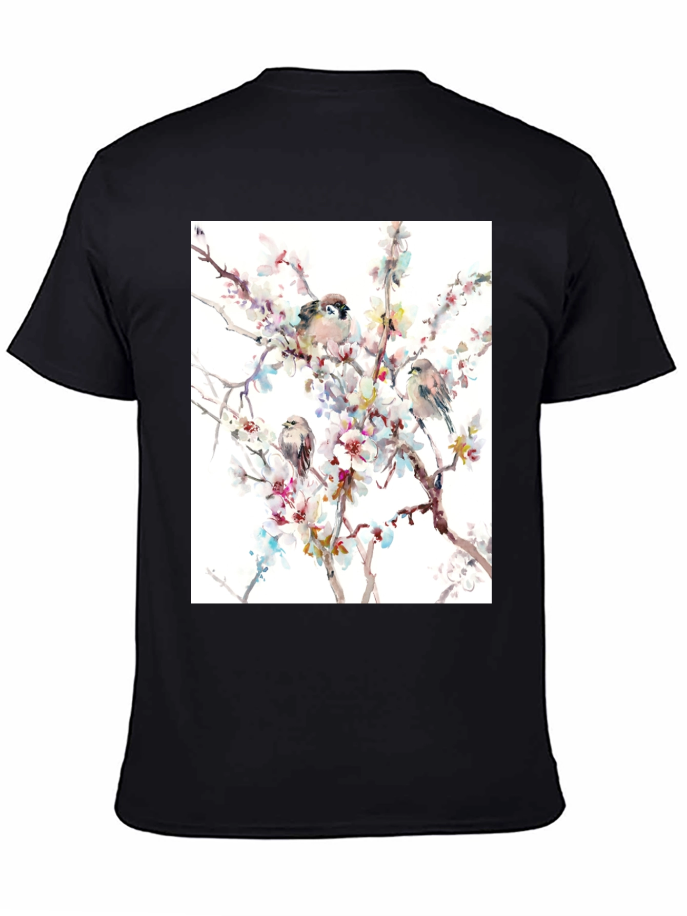 Birds on Blossom Branch Graphic T-Shirt