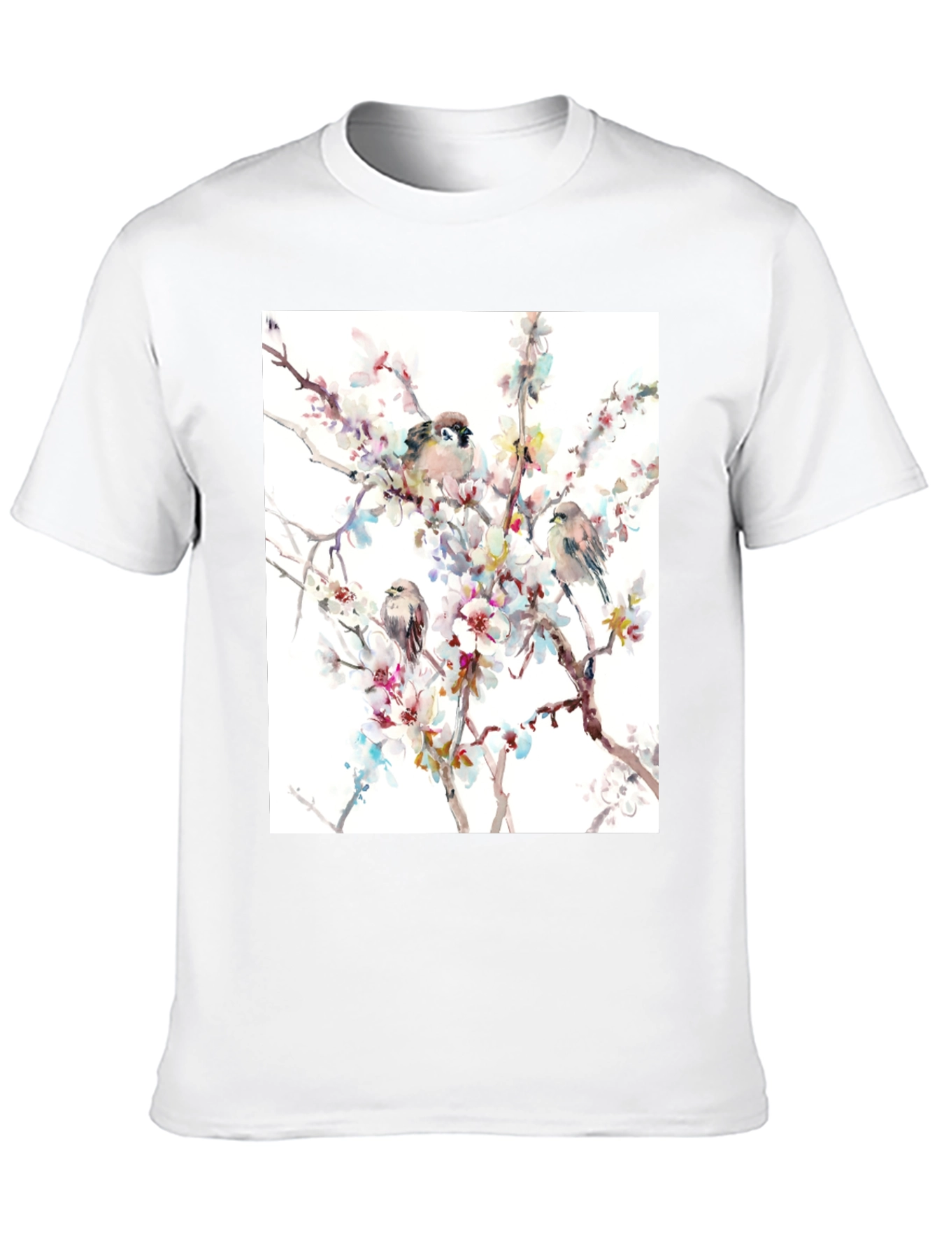 Birds on Blossom Branch Graphic T-Shirt