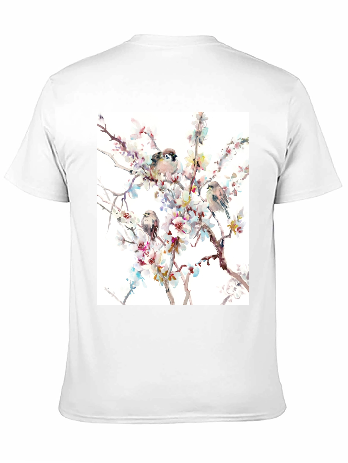 Birds on Blossom Branch Graphic T-Shirt